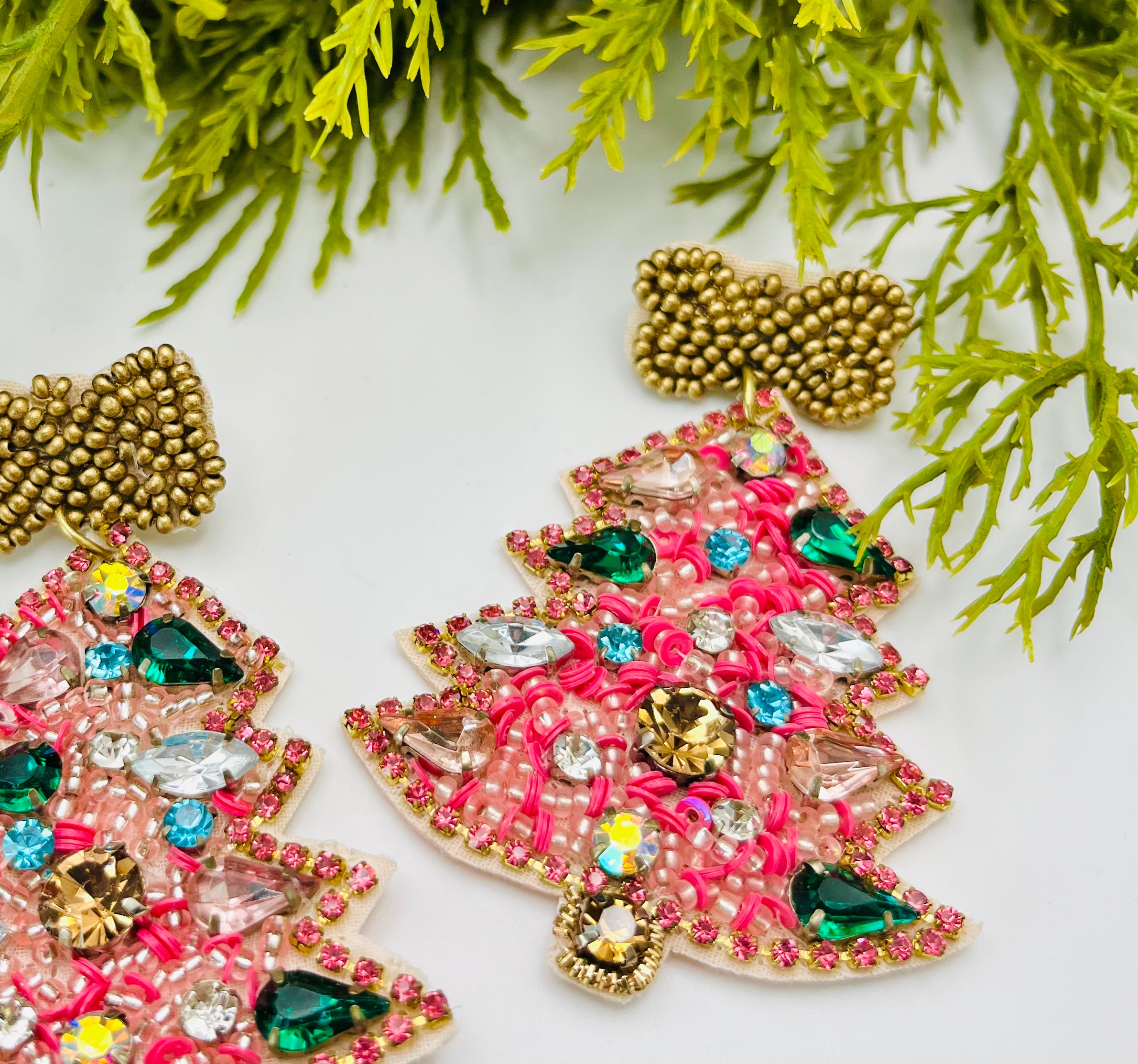 Bejeweled Christmas Tree Earrings - Vintage Soul