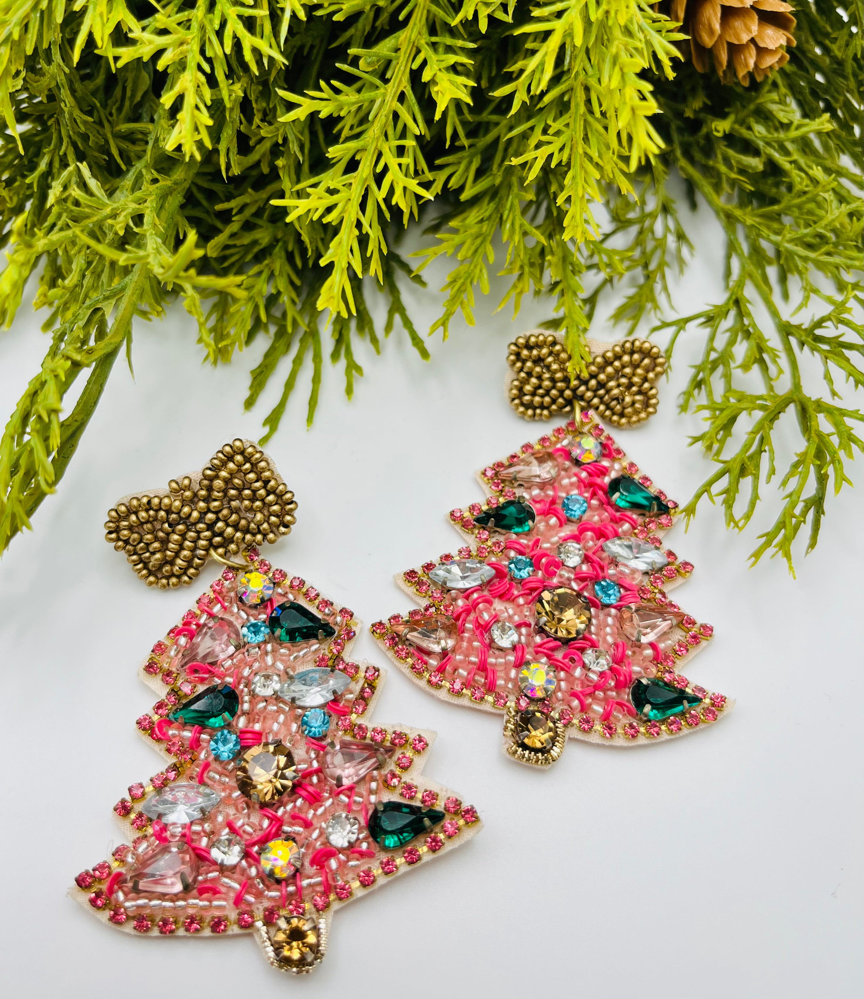 Bejeweled Christmas Tree Earrings - Vintage Soul