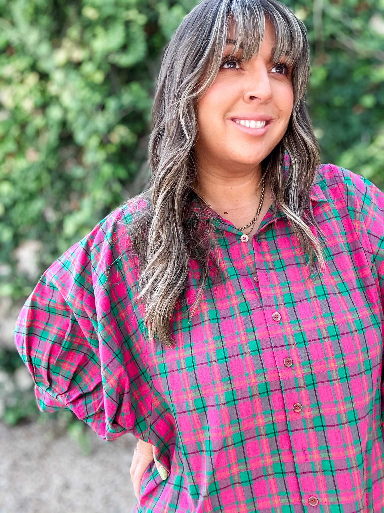 Forest Berry Plaid Top