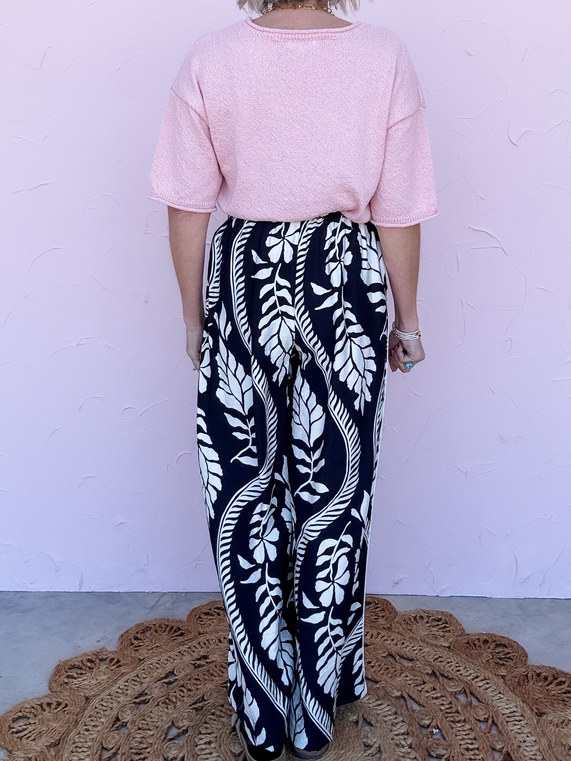 Midnight Palm Wide Leg Pants