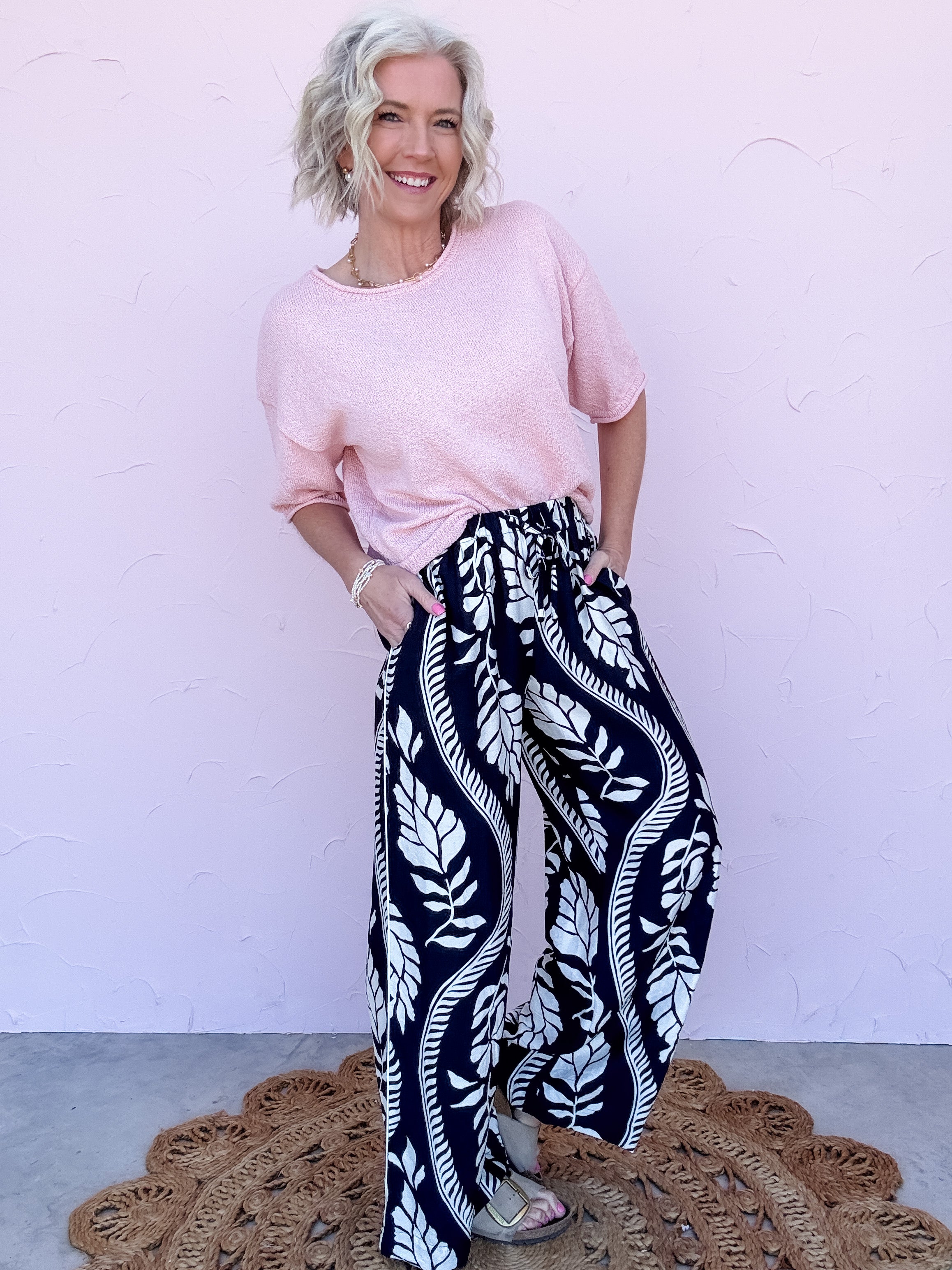 Midnight Palm Wide Leg Pants