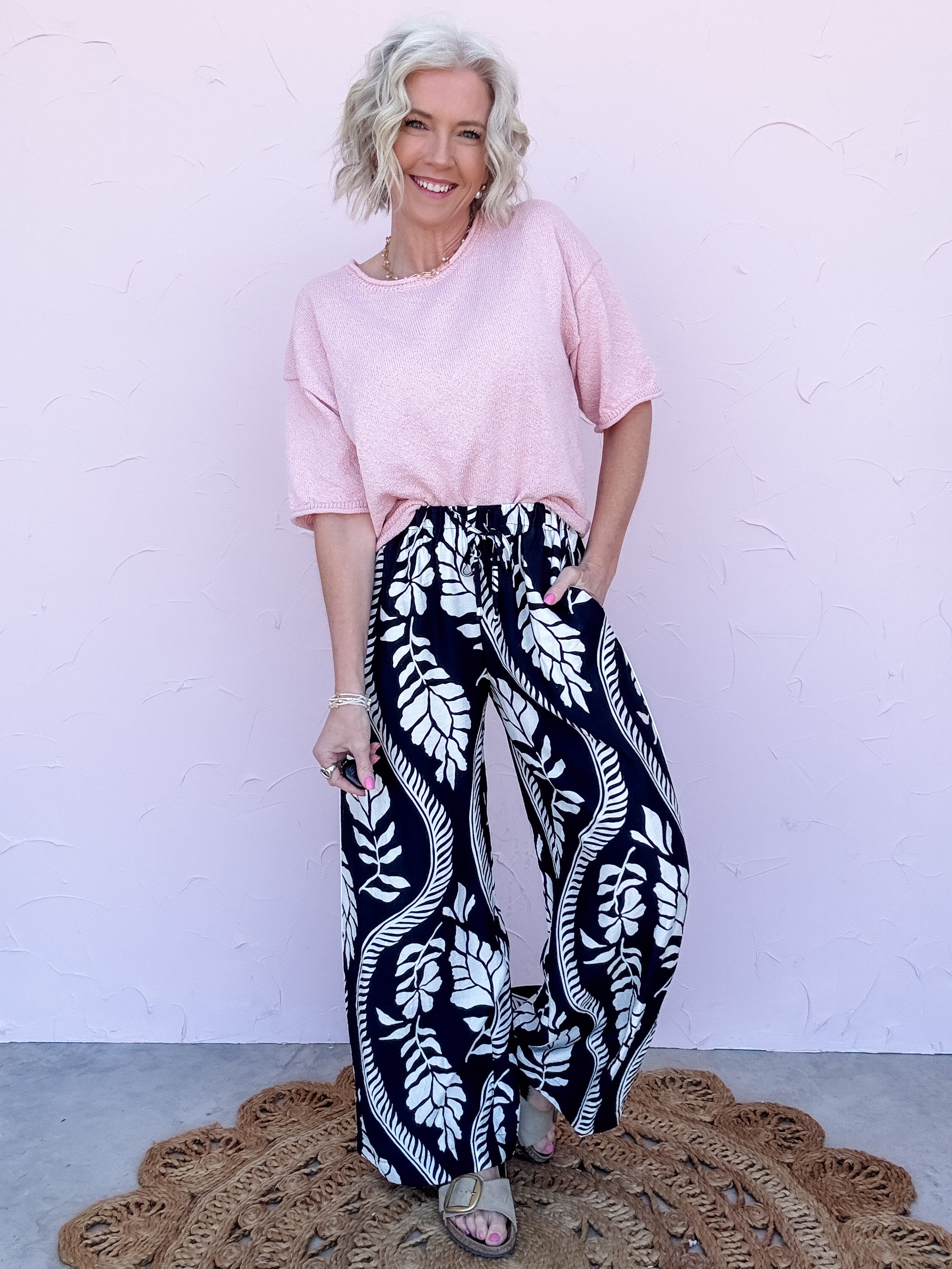 Midnight Palm Wide Leg Pants