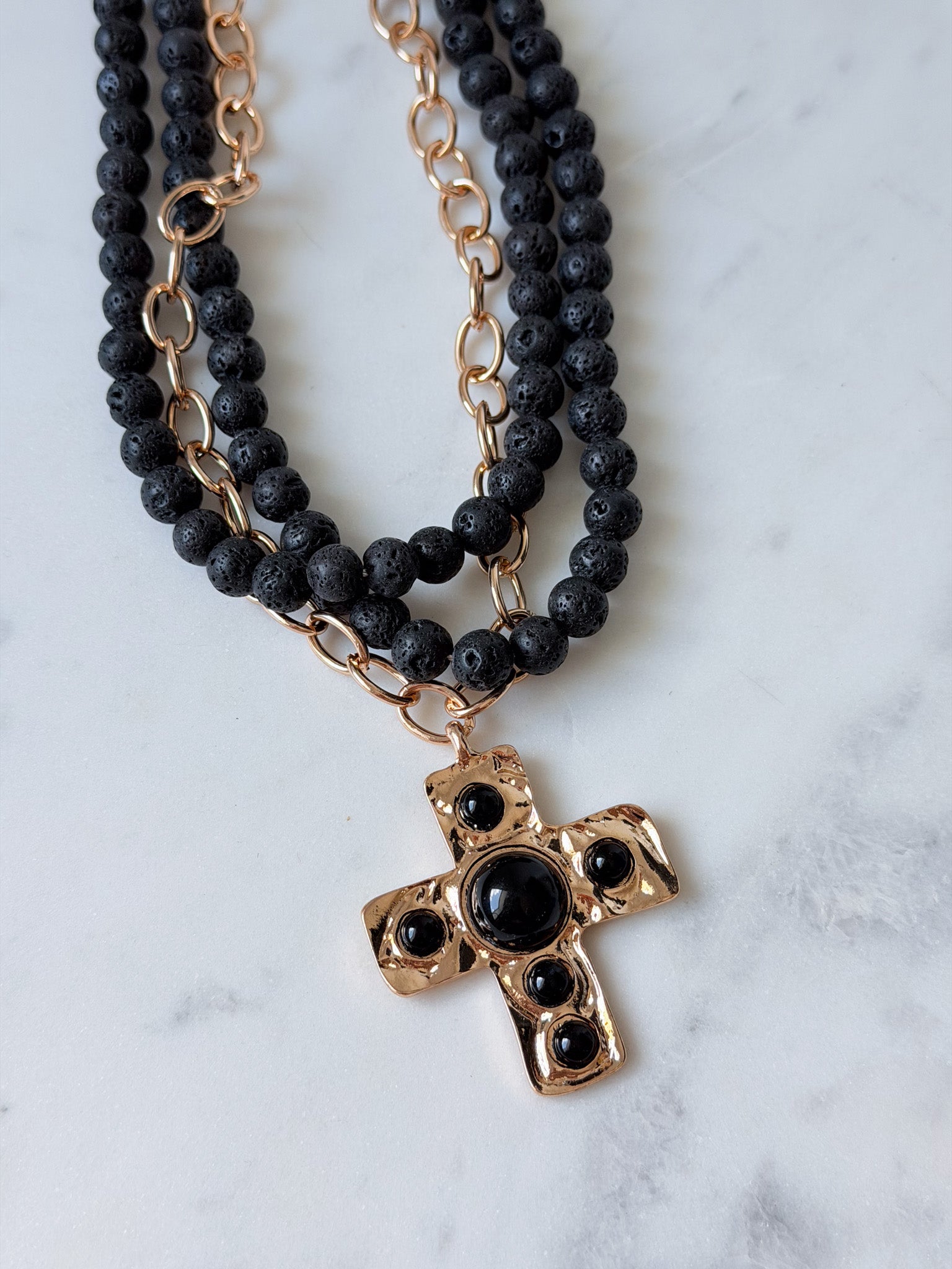 Noir Grace Cross Necklace