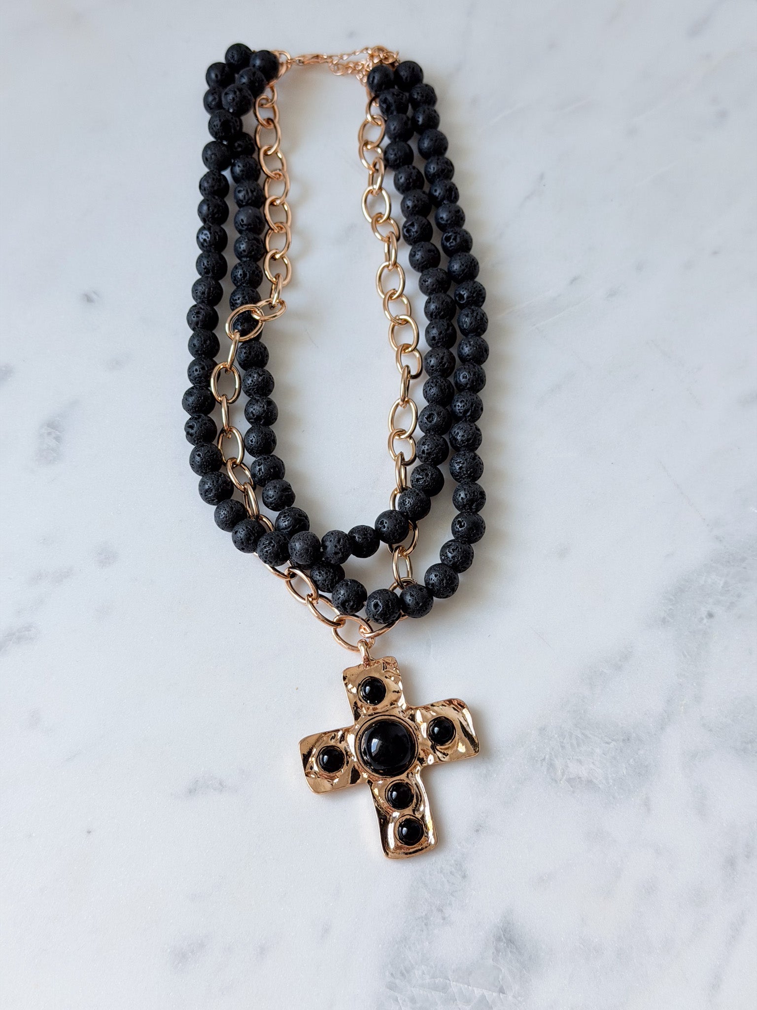 Noir Grace Cross Necklace