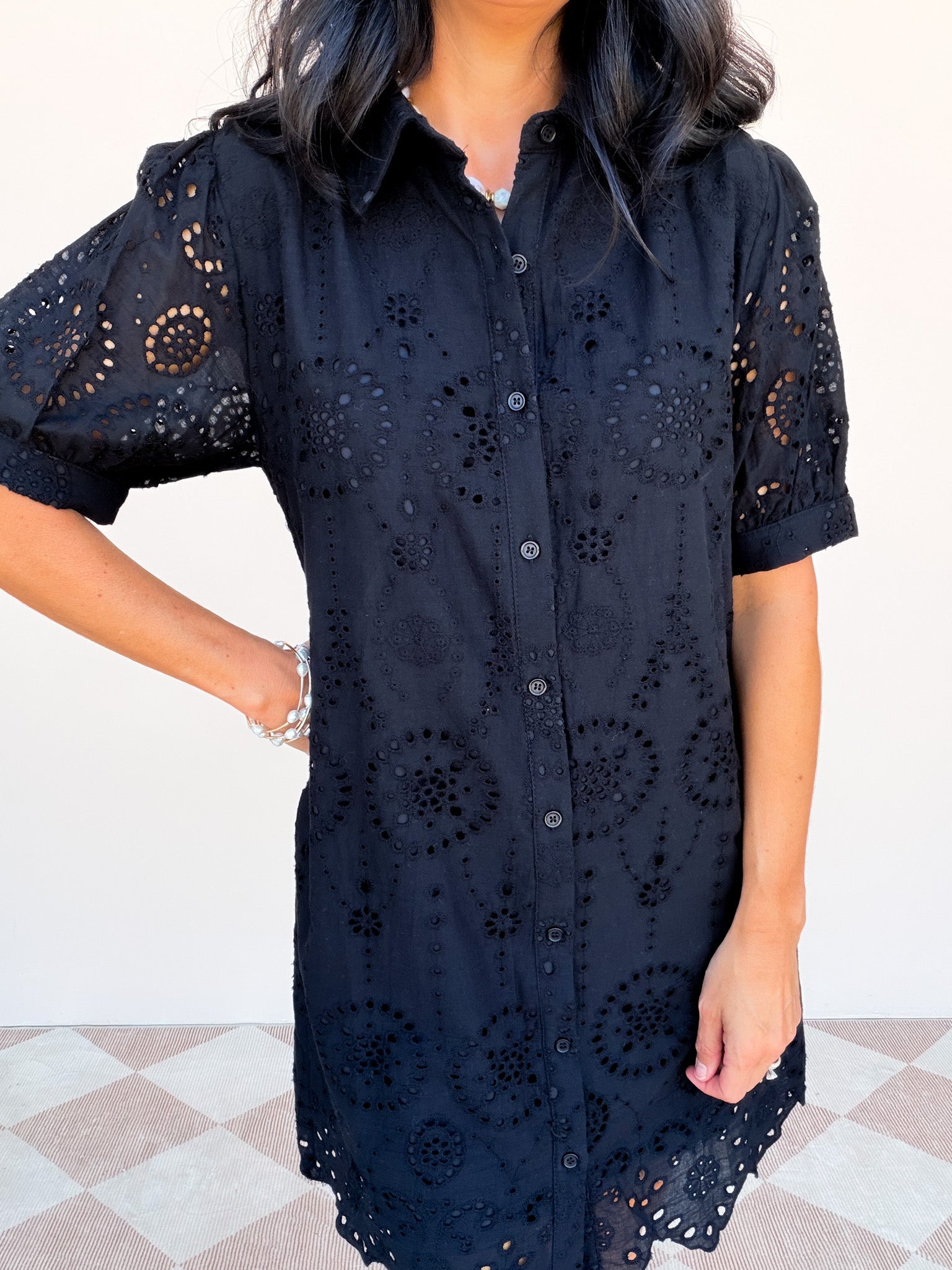Bloom Eyelet Dress | Black