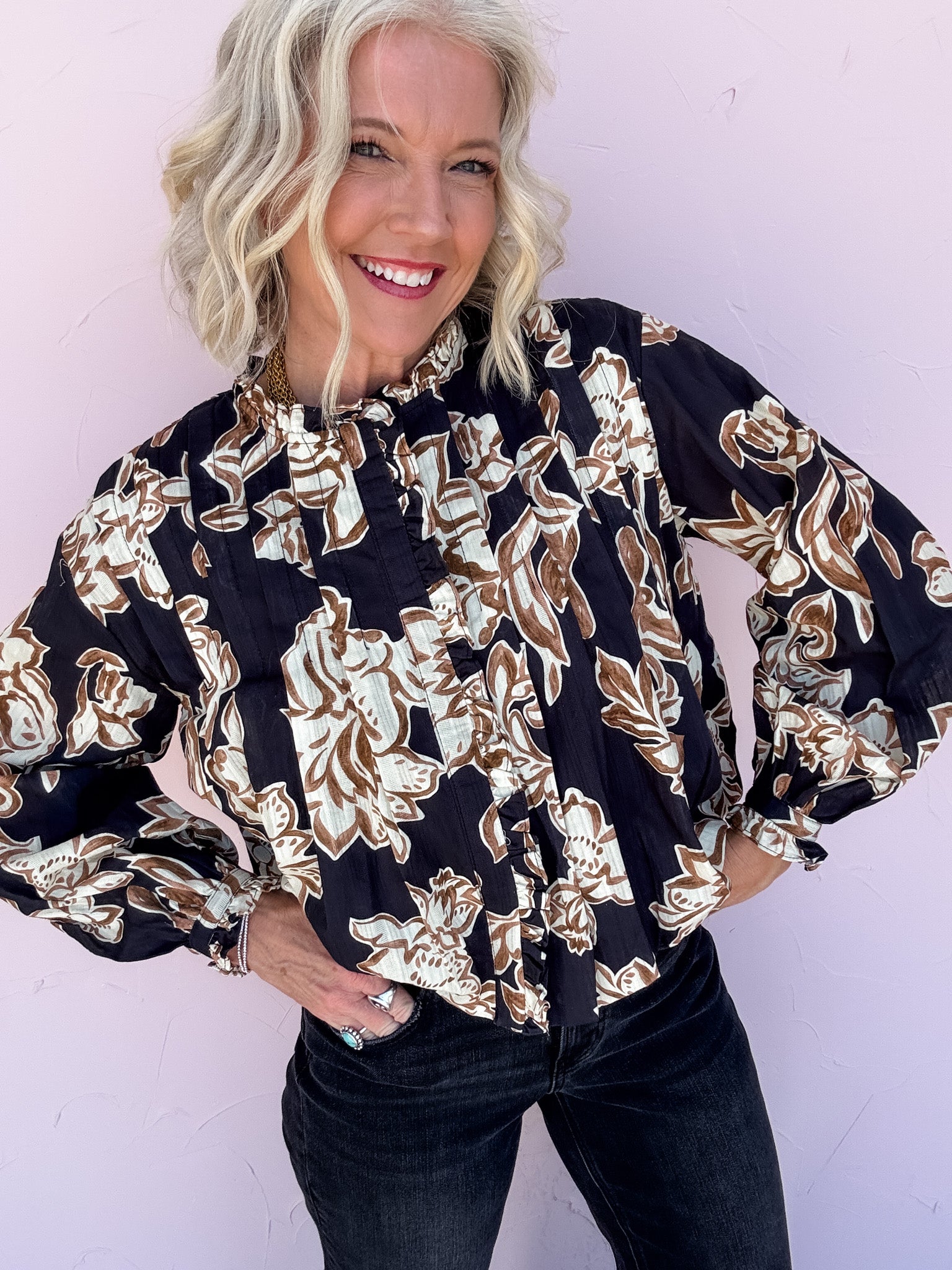 Pleated Perfection Top | Black