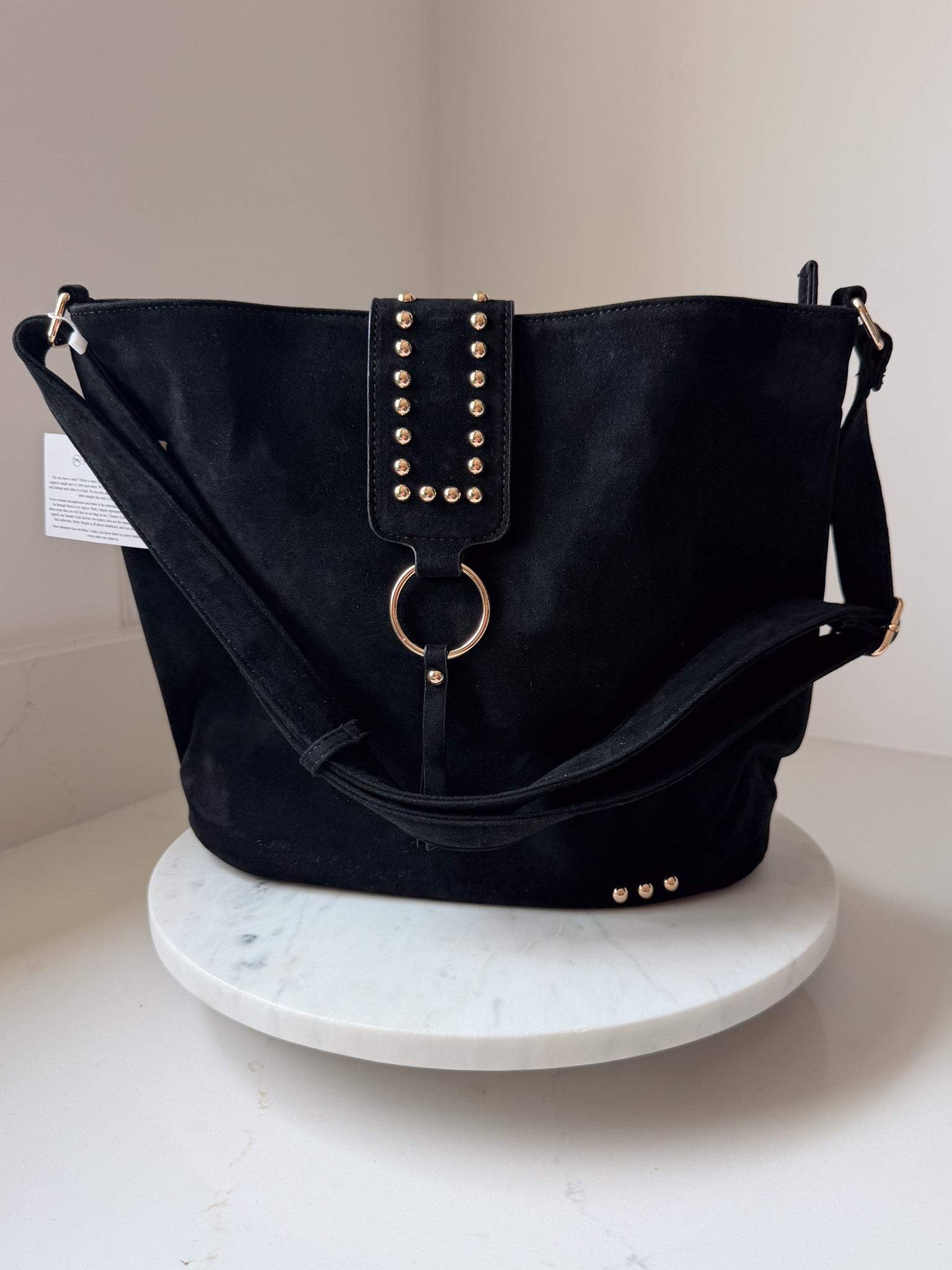 Rosemary Suede Bucket Bag | Black