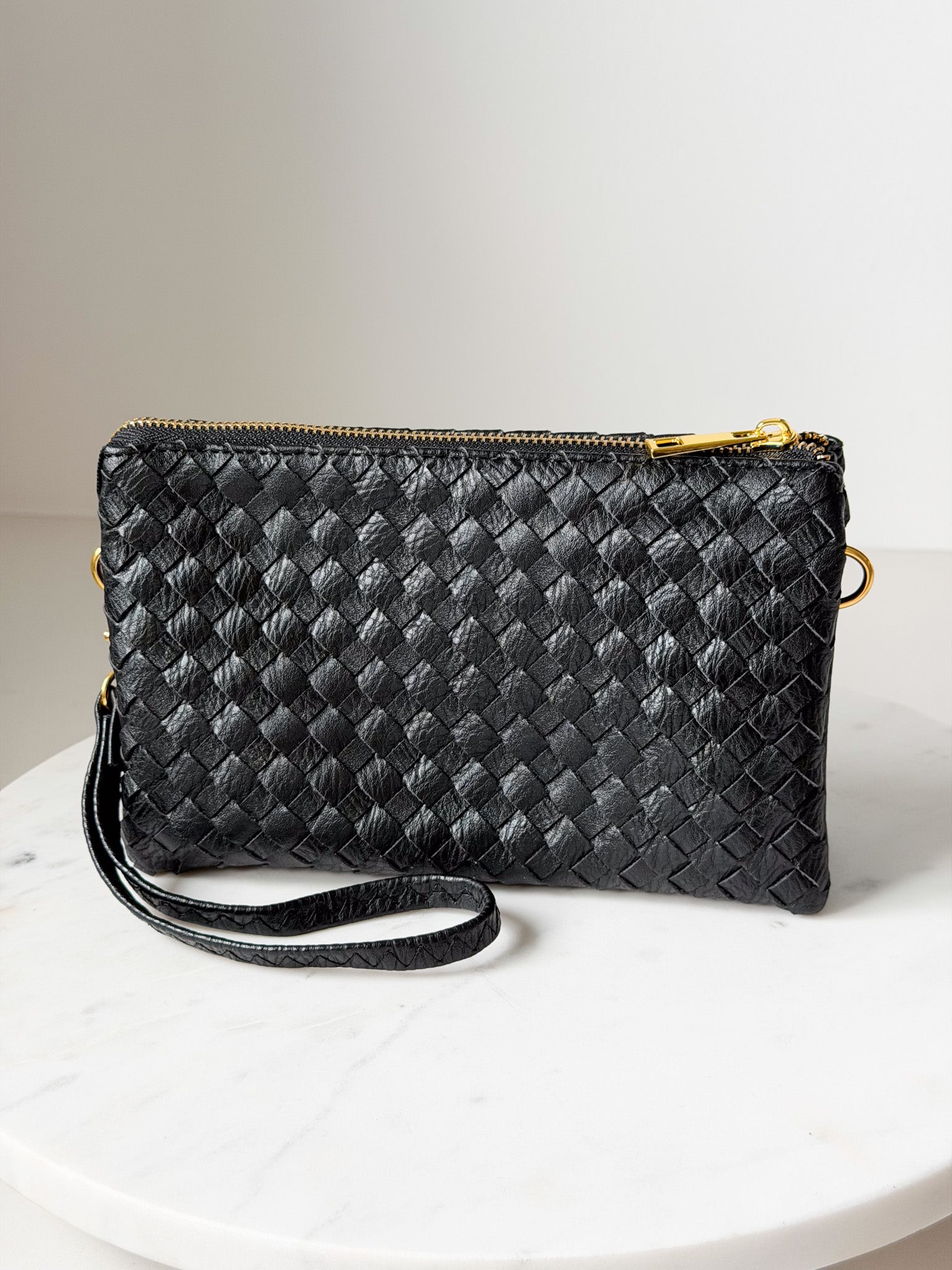 Avery Woven Mini Clutch | Black