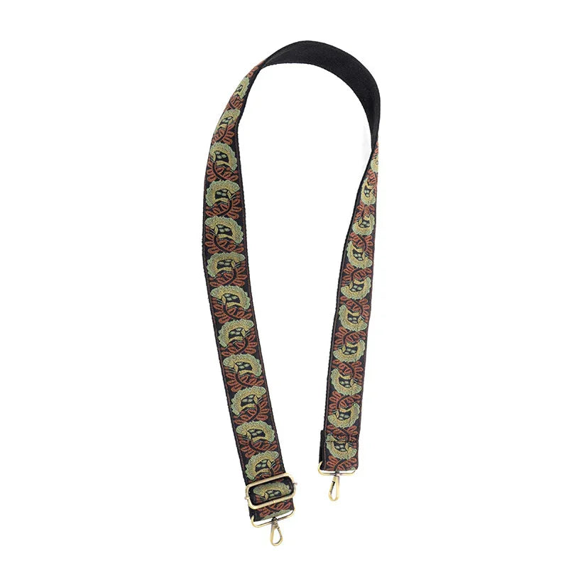 Blooming Poppy Embroidered 2" Guitar Strap