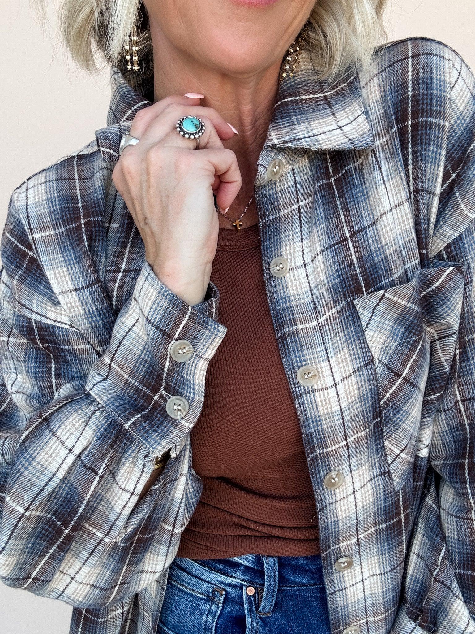 Free Range Top | Sky Blue/Brown