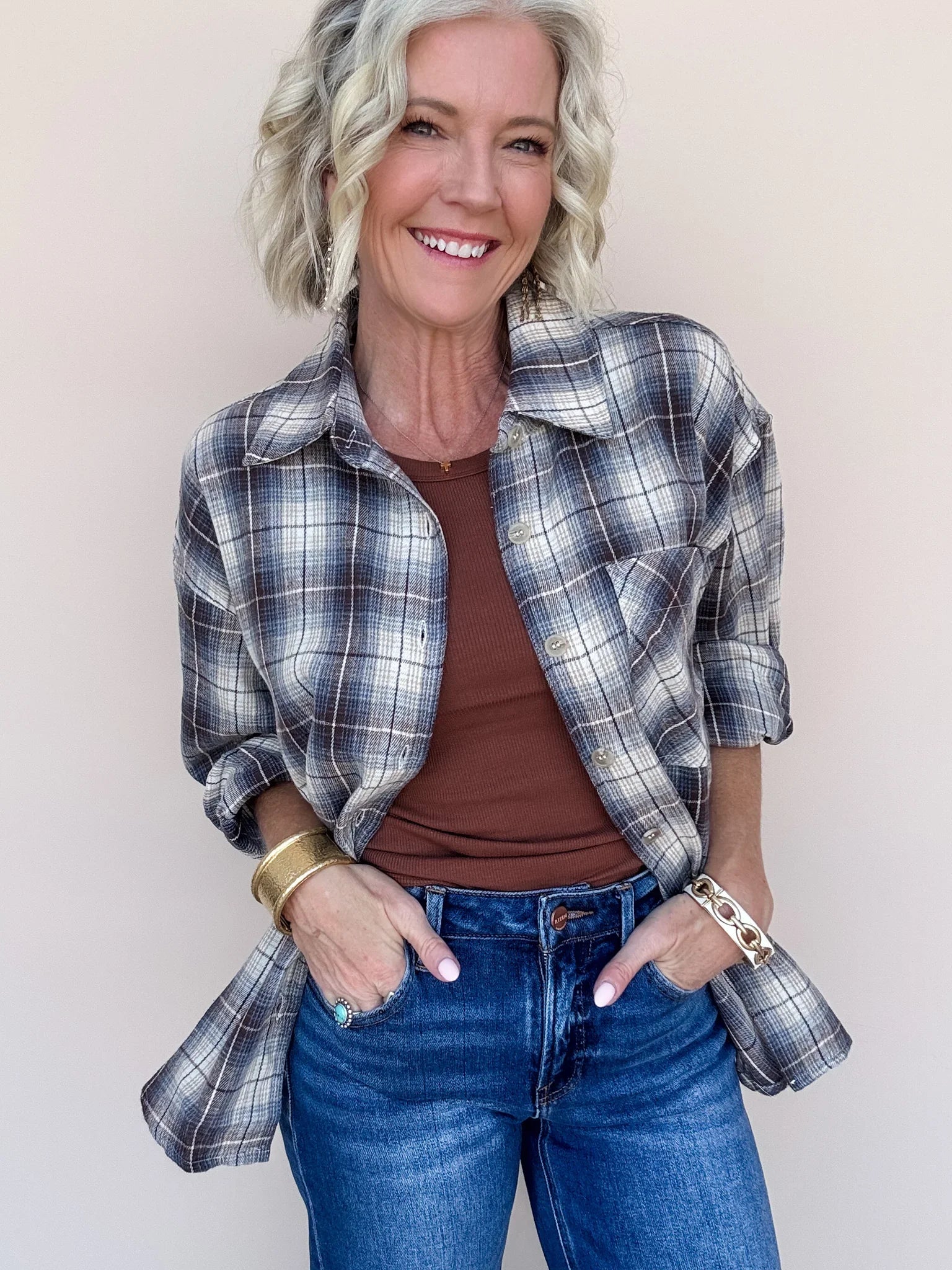 Free Range Top | Sky Blue/Brown