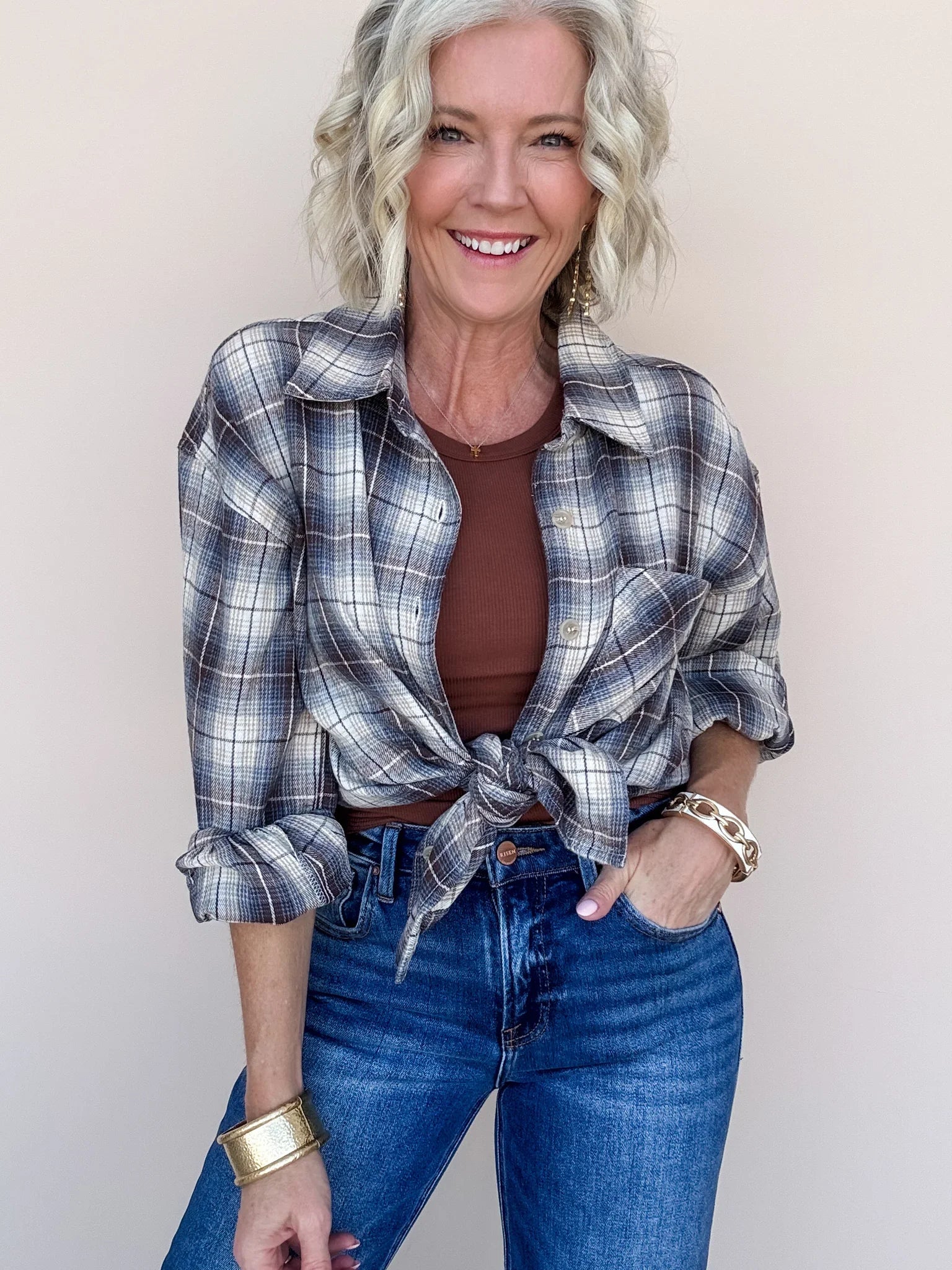 Free Range Top | Sky Blue/Brown