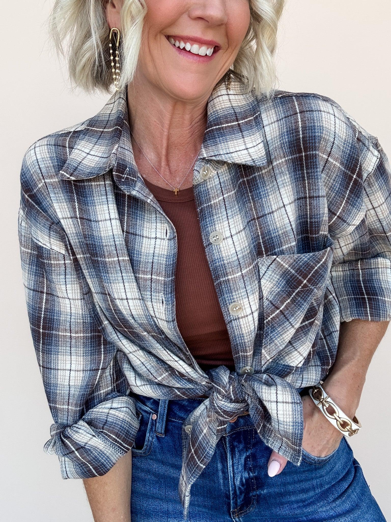 Free Range Top | Sky Blue/Brown