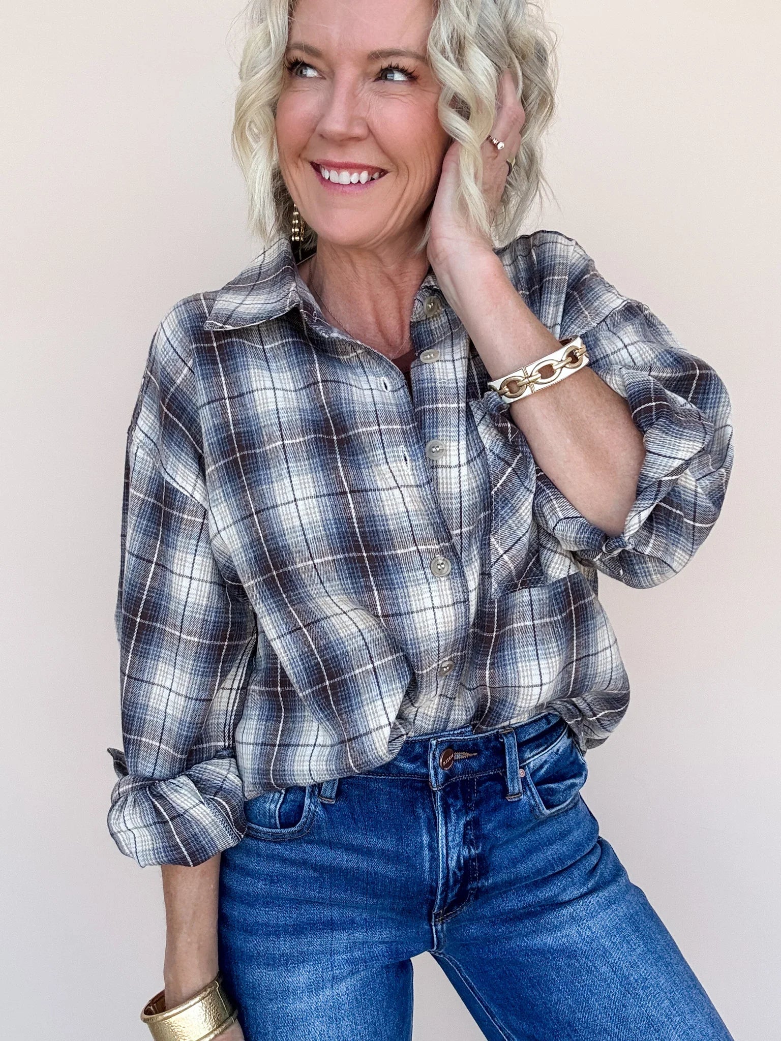 Free Range Top | Sky Blue/Brown