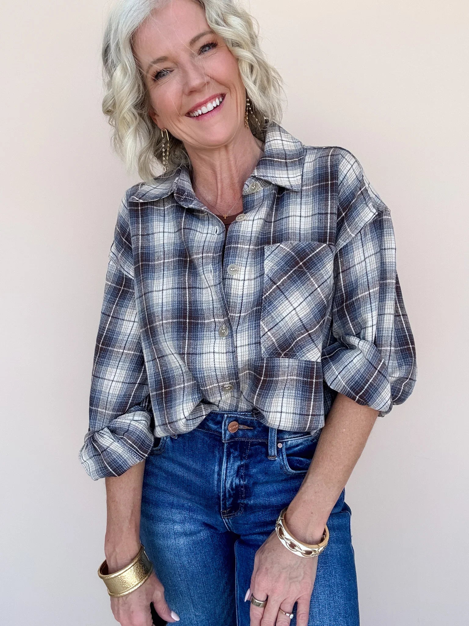 Free Range Top | Sky Blue/Brown