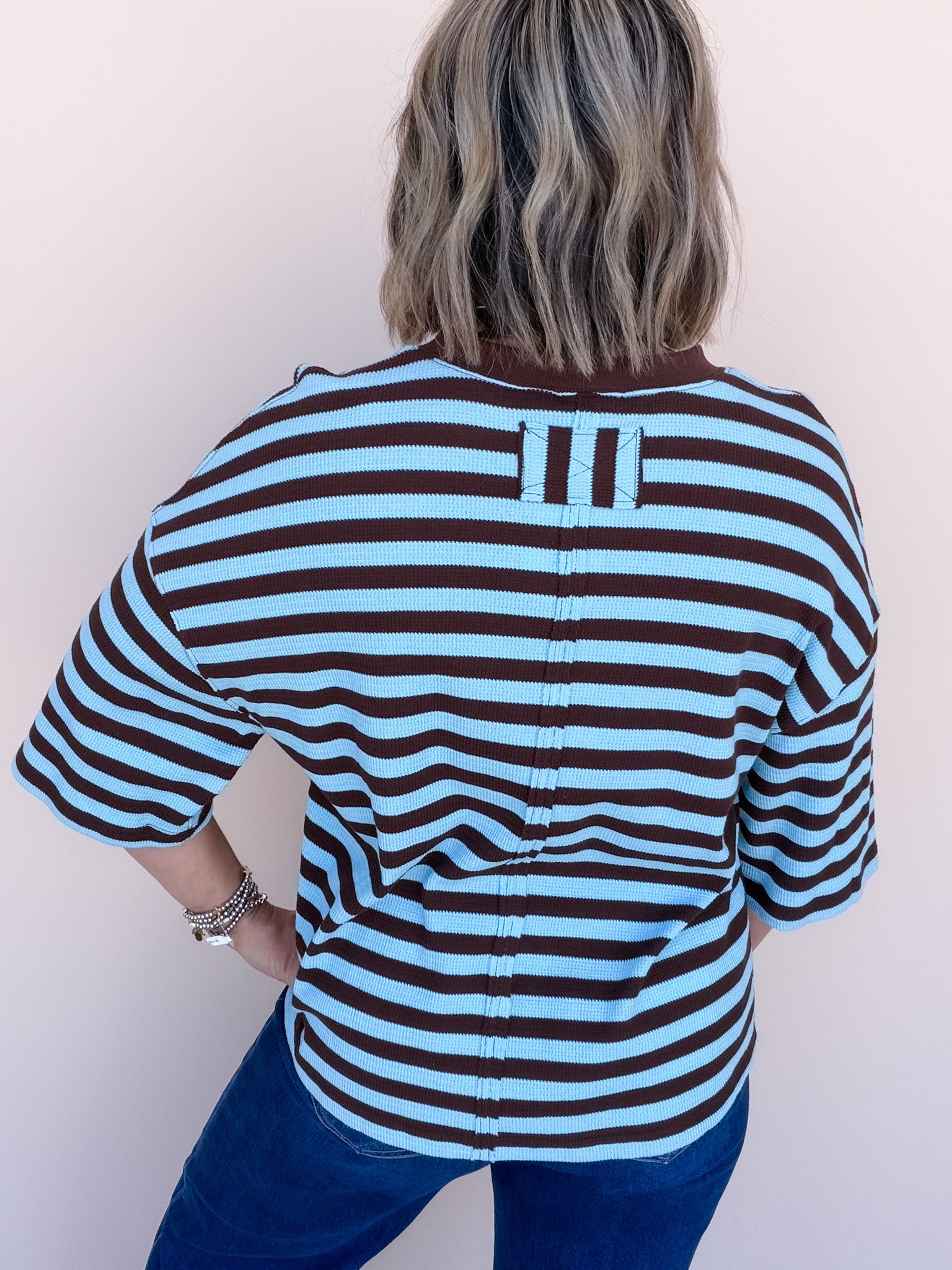 Rally Stripe Tee | Blue Brown