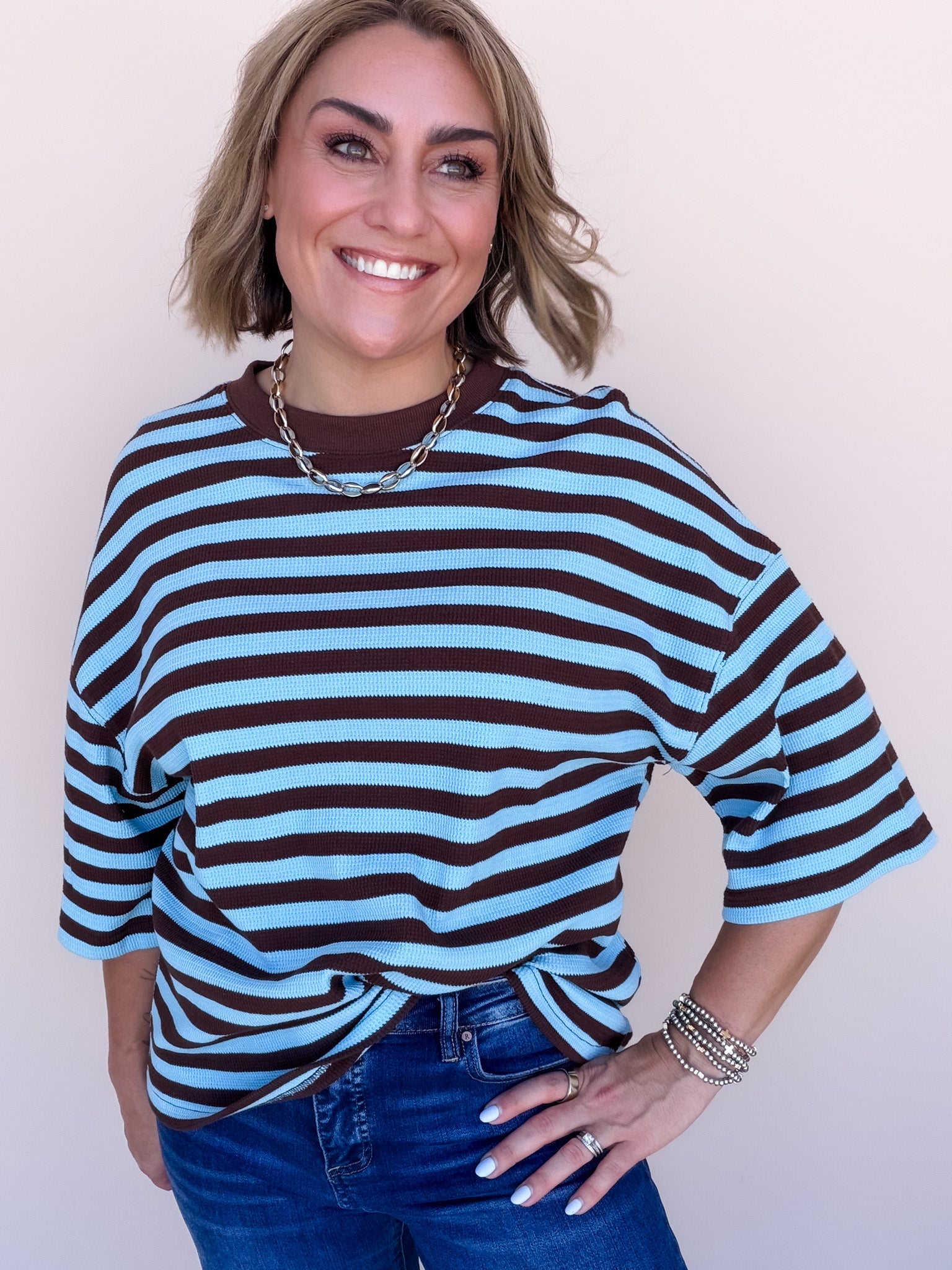 Rally Stripe Tee | Blue Brown