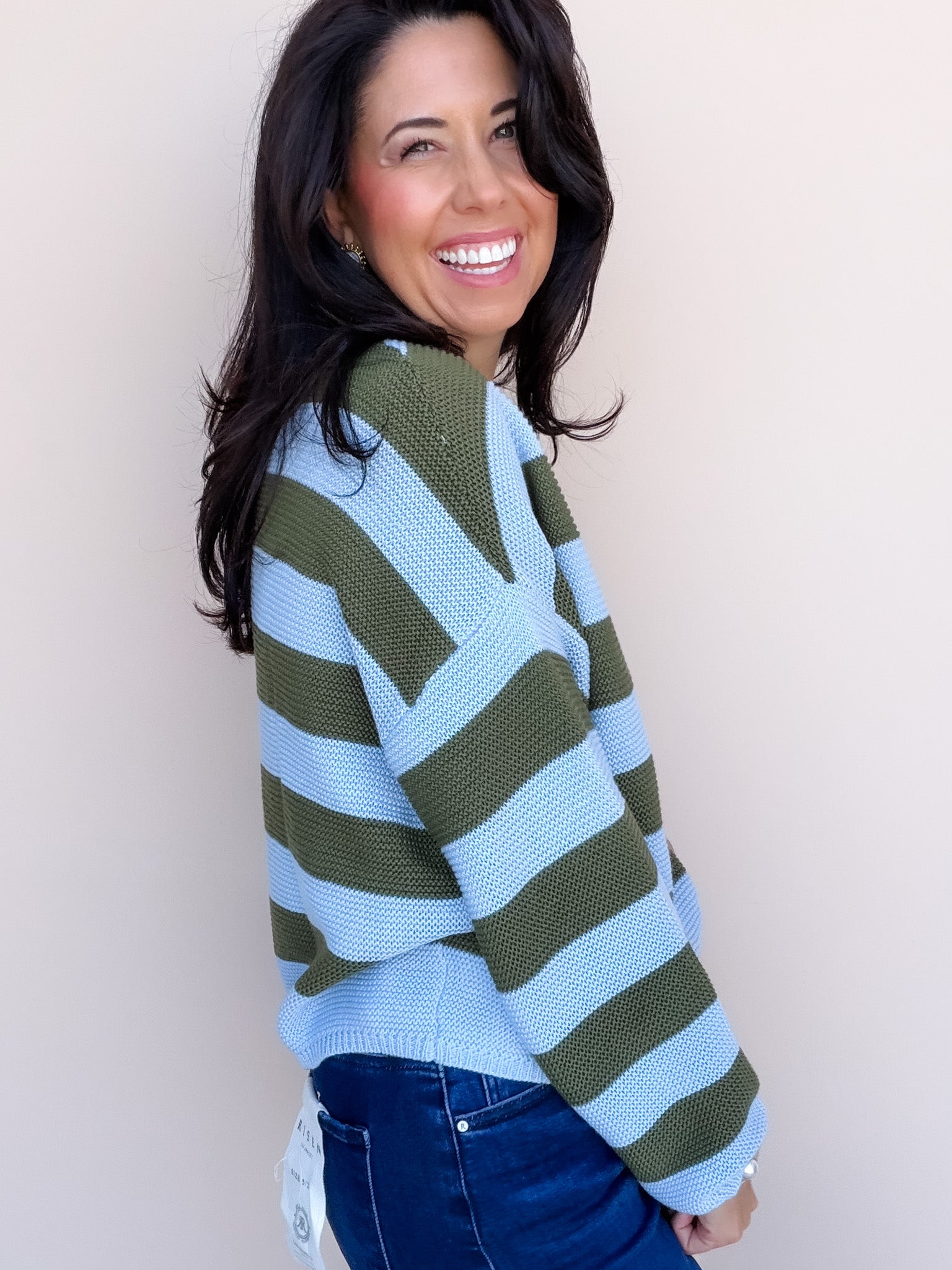 Simply Striped Sweater | Olive