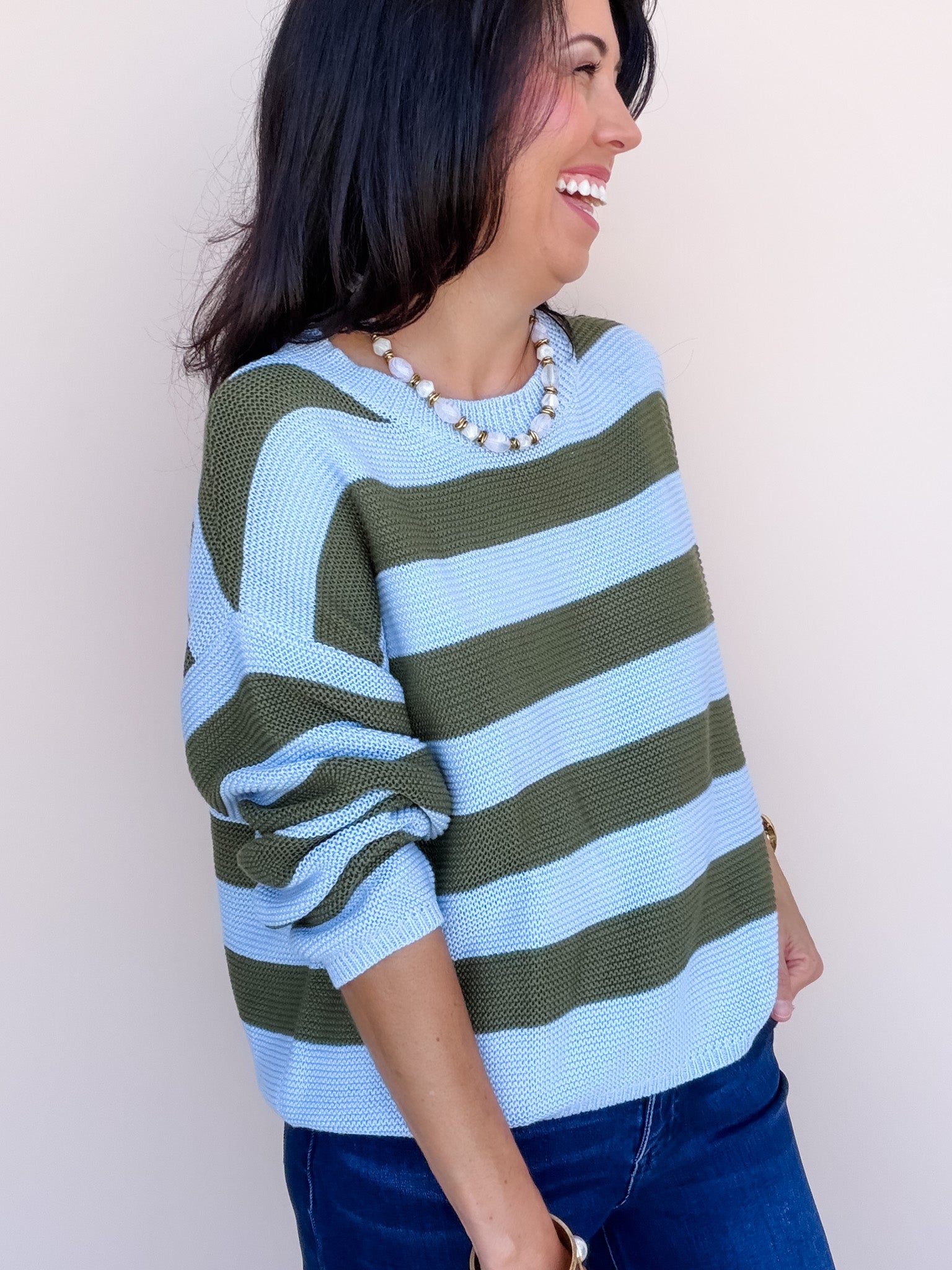 Simply Striped Sweater | Olive