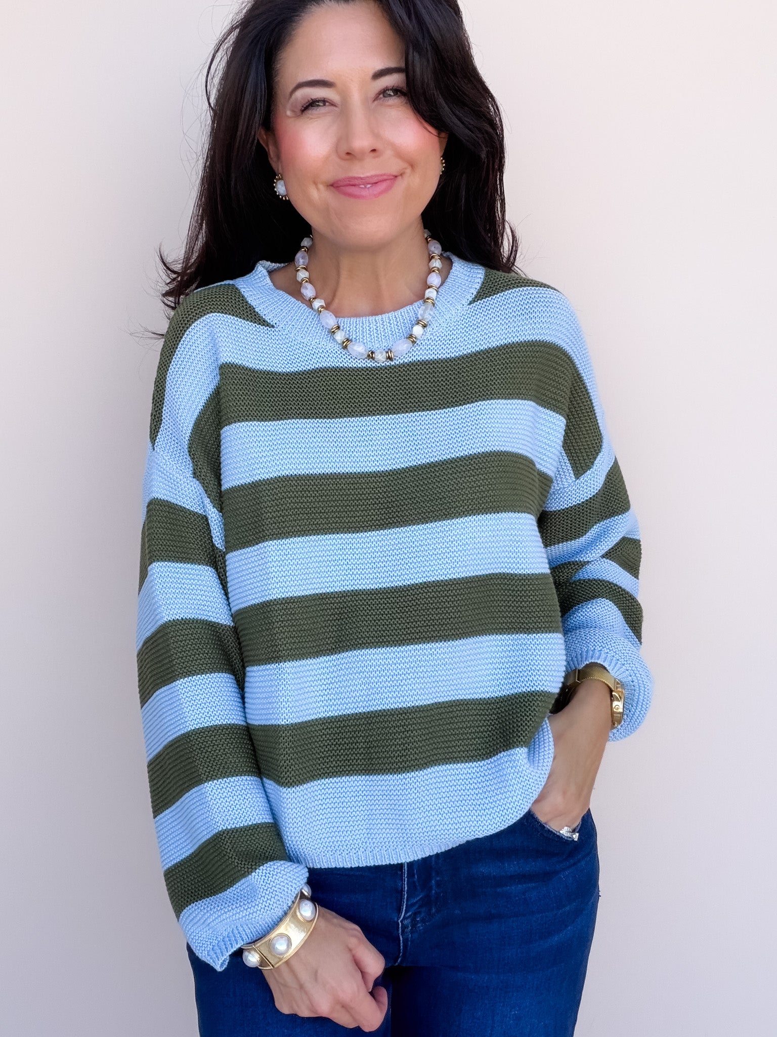 Simply Striped Sweater | Olive