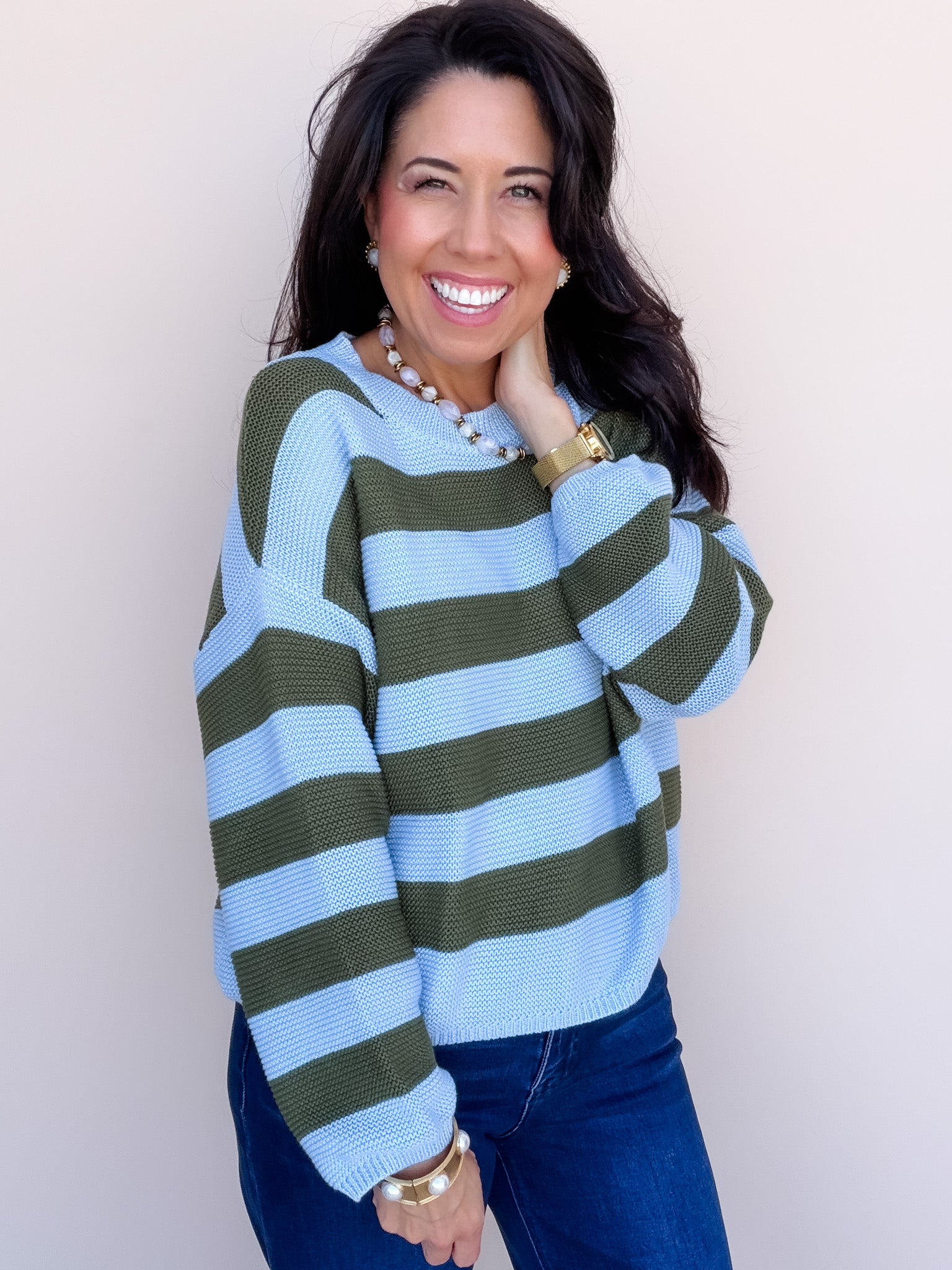 Simply Striped Sweater | Olive