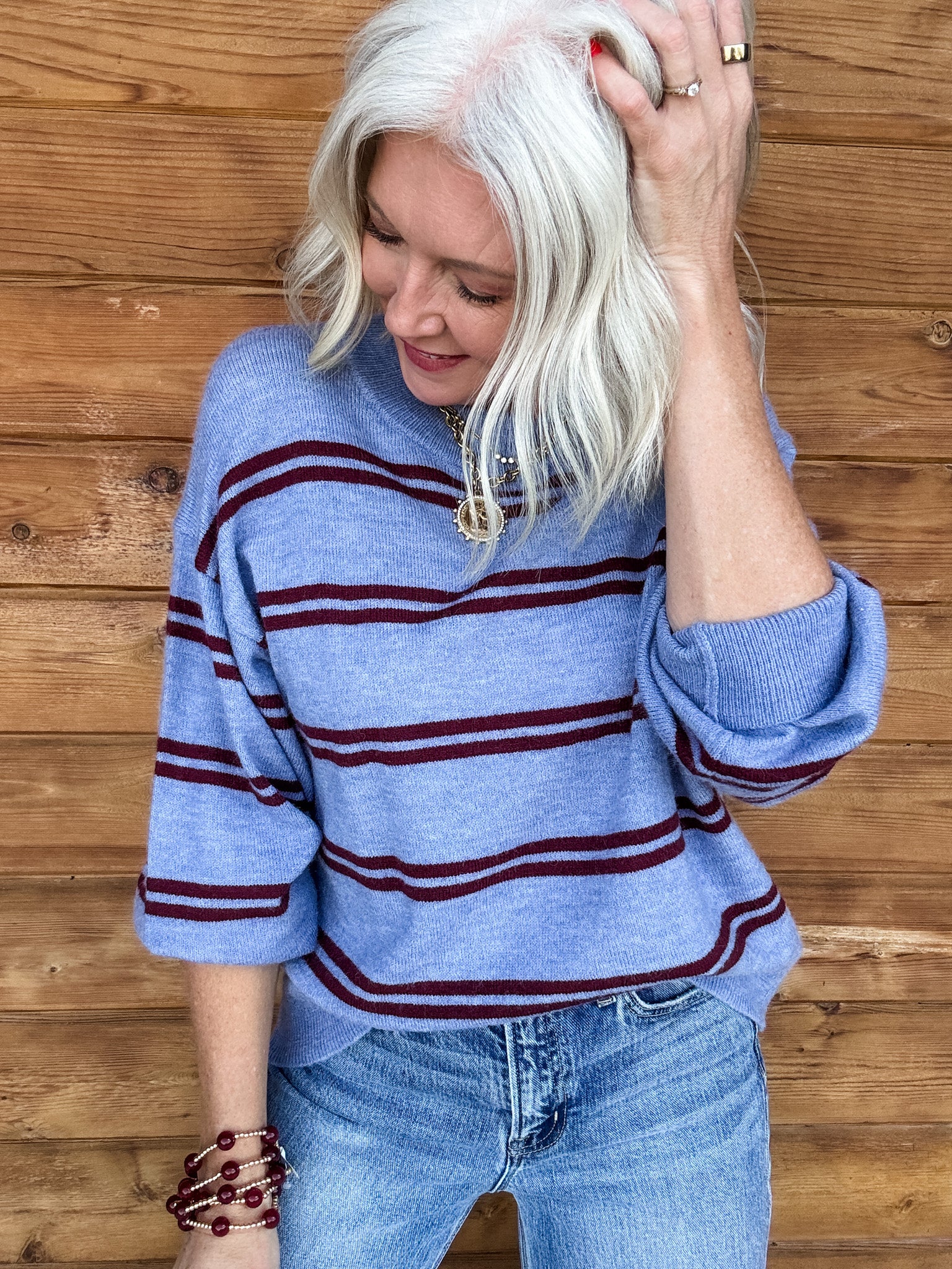 Stripe Scene Sweater | Dusty Blue