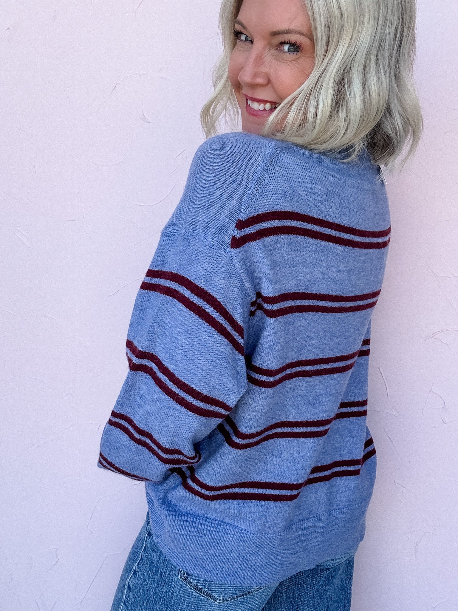 Stripe Scene Sweater | Dusty Blue