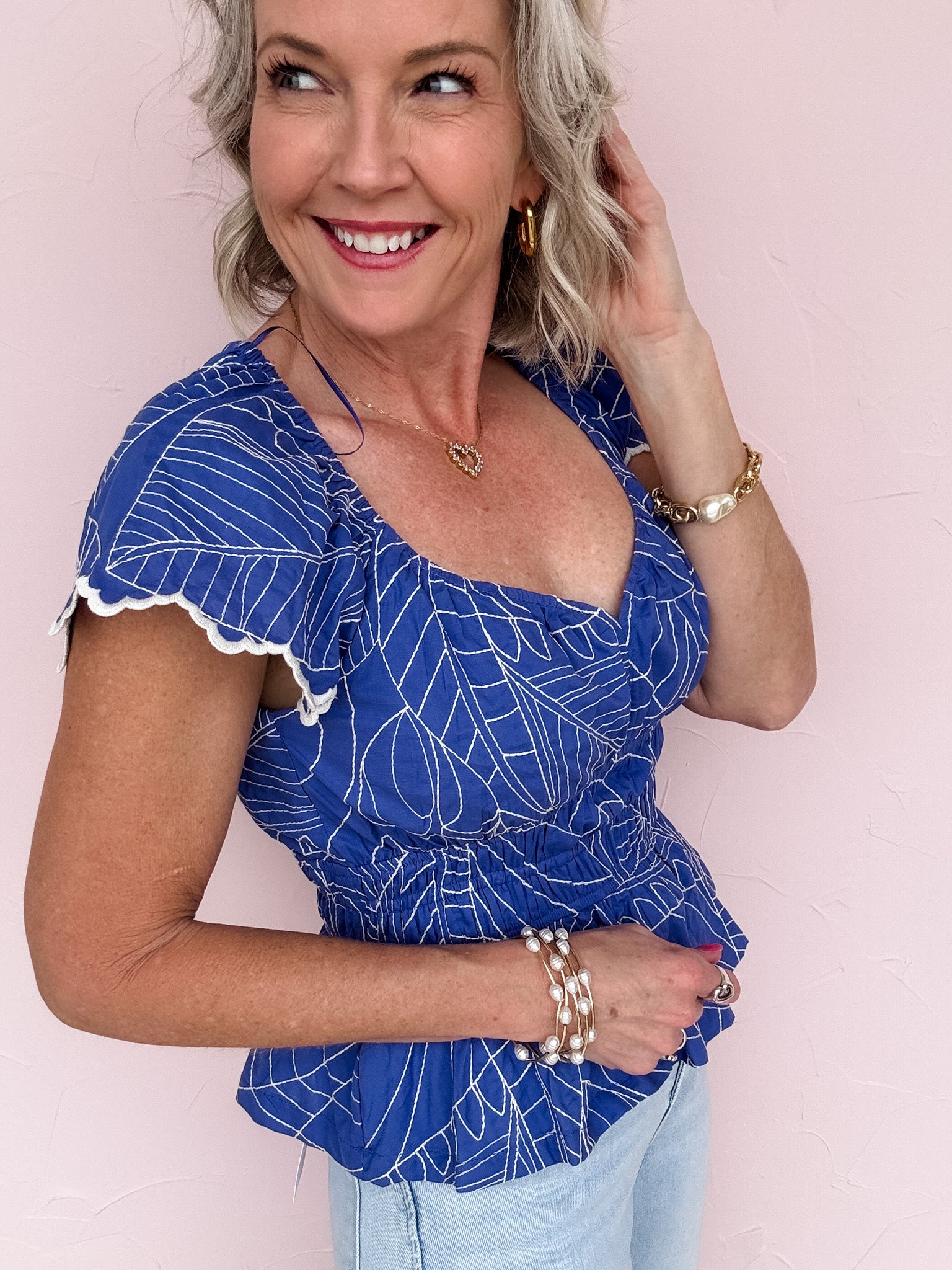 Drawn to Blue Peplum Top