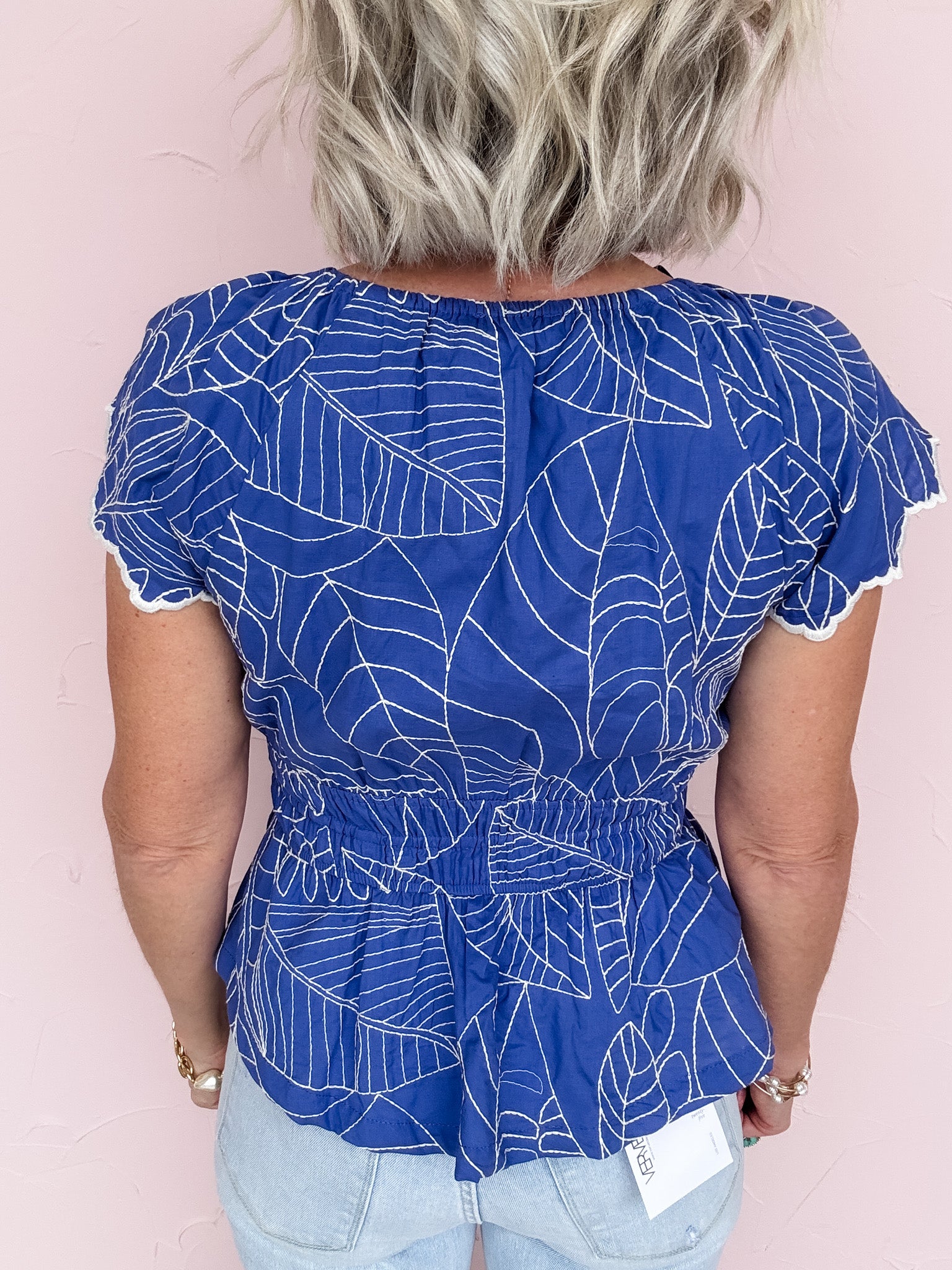 Drawn to Blue Peplum Top