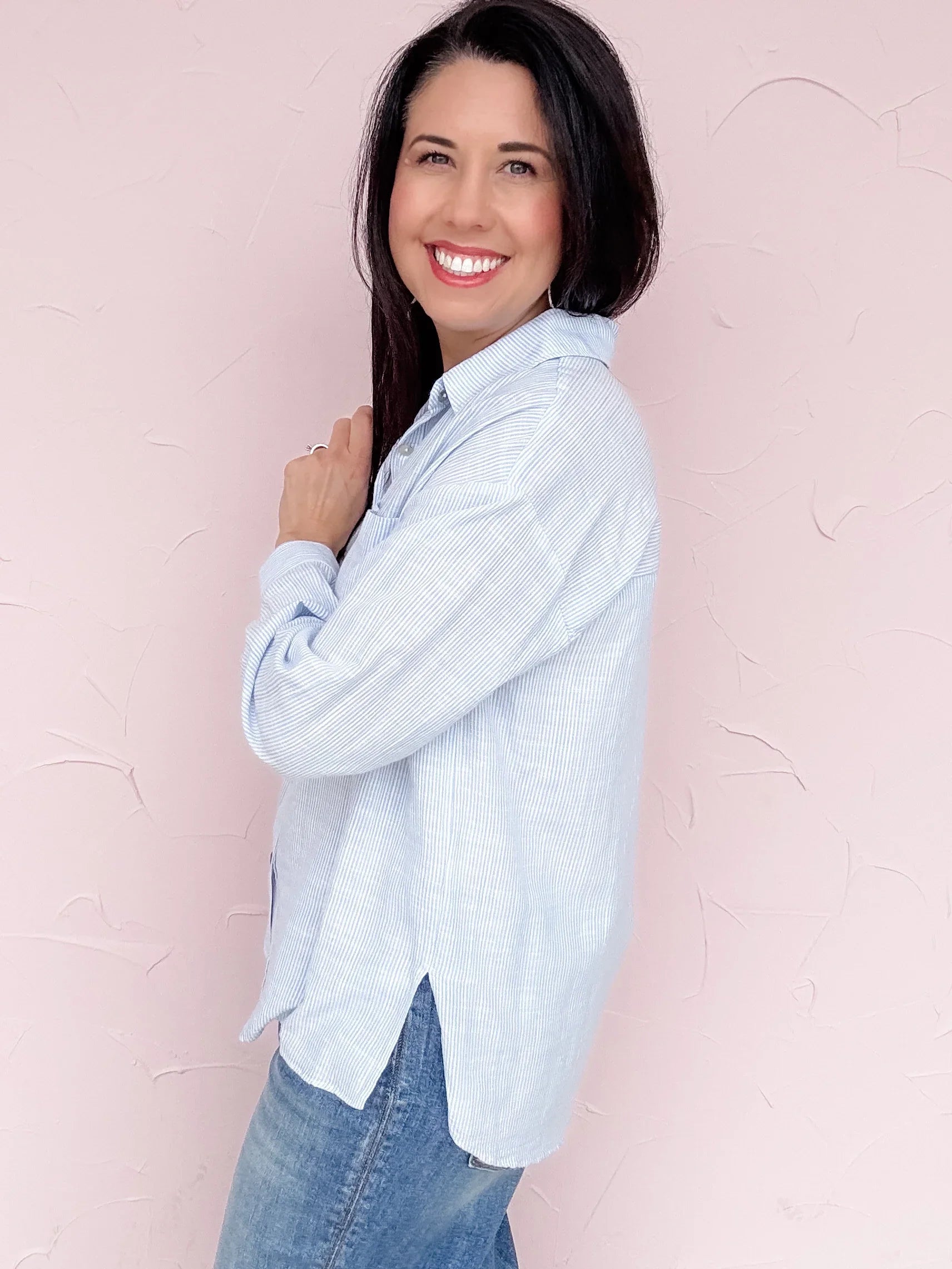 Easygoing Pinstripe Button Down