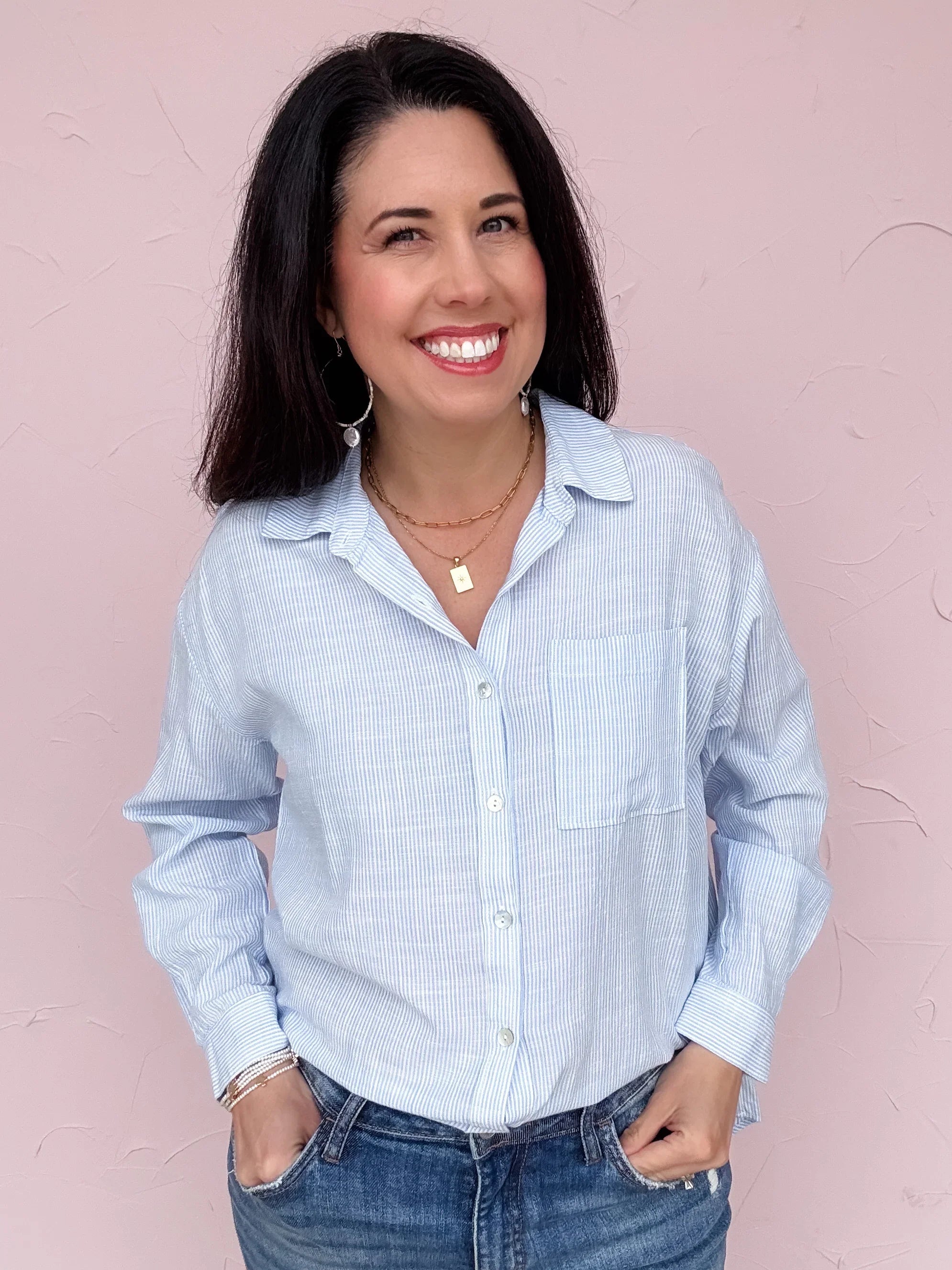 Easygoing Pinstripe Button Down