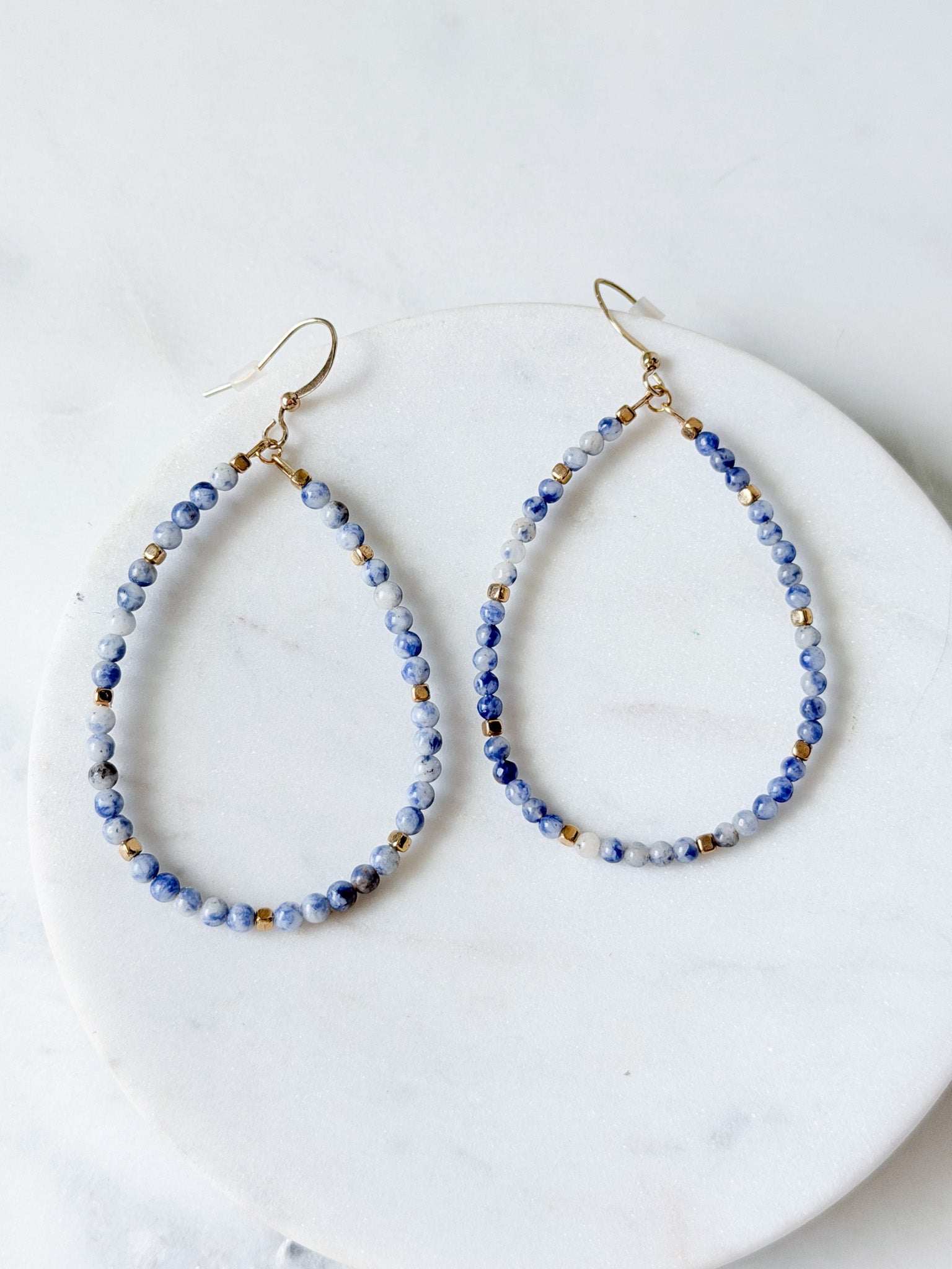 Denim Stone Hoops