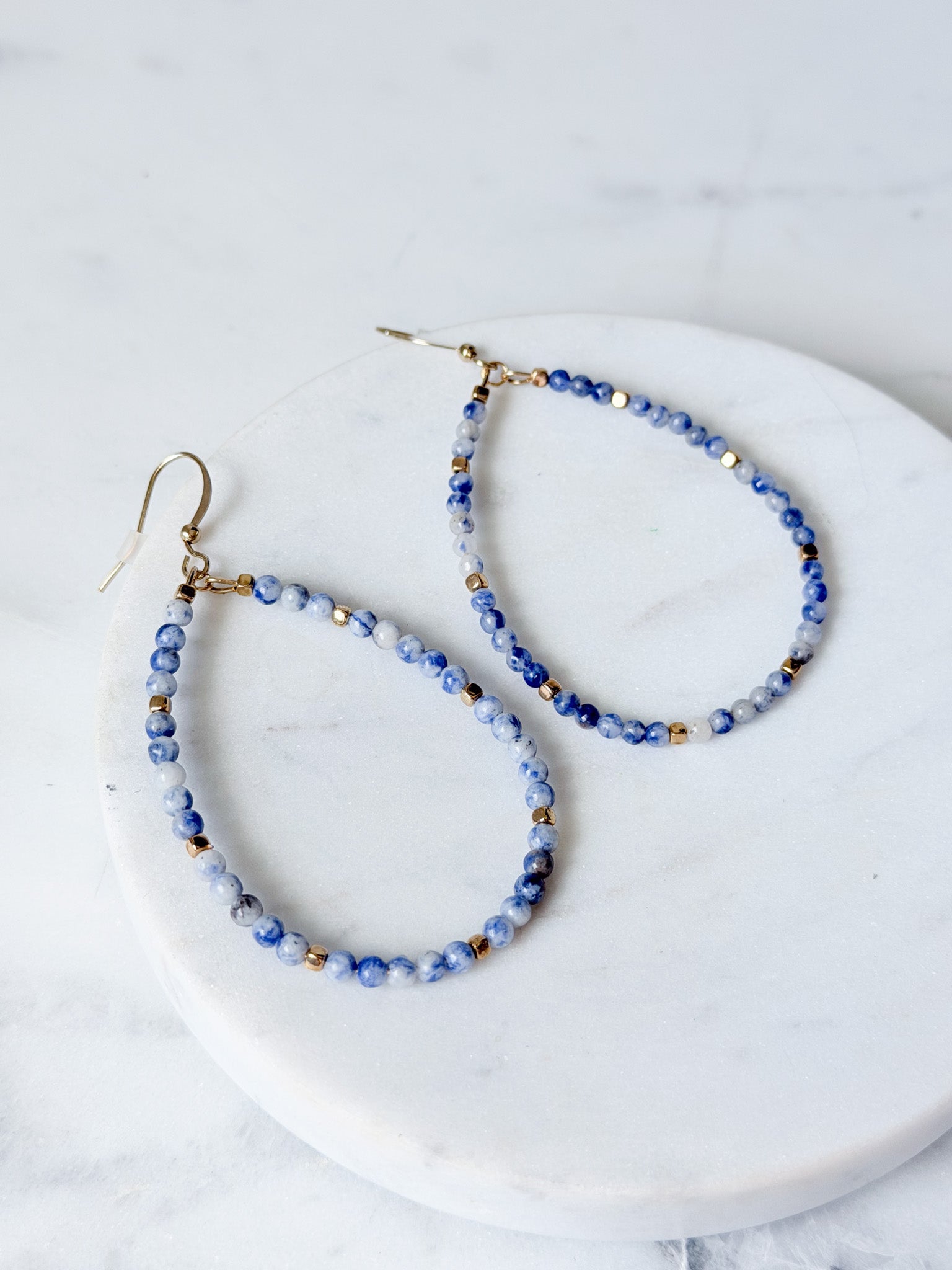 Denim Stone Hoops