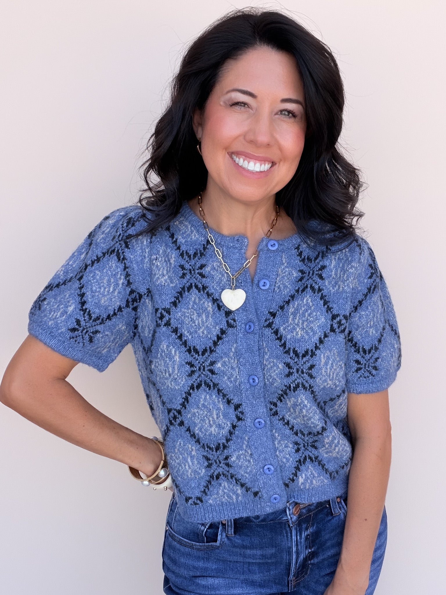 Rosewood Diamond Cardigan | Navy