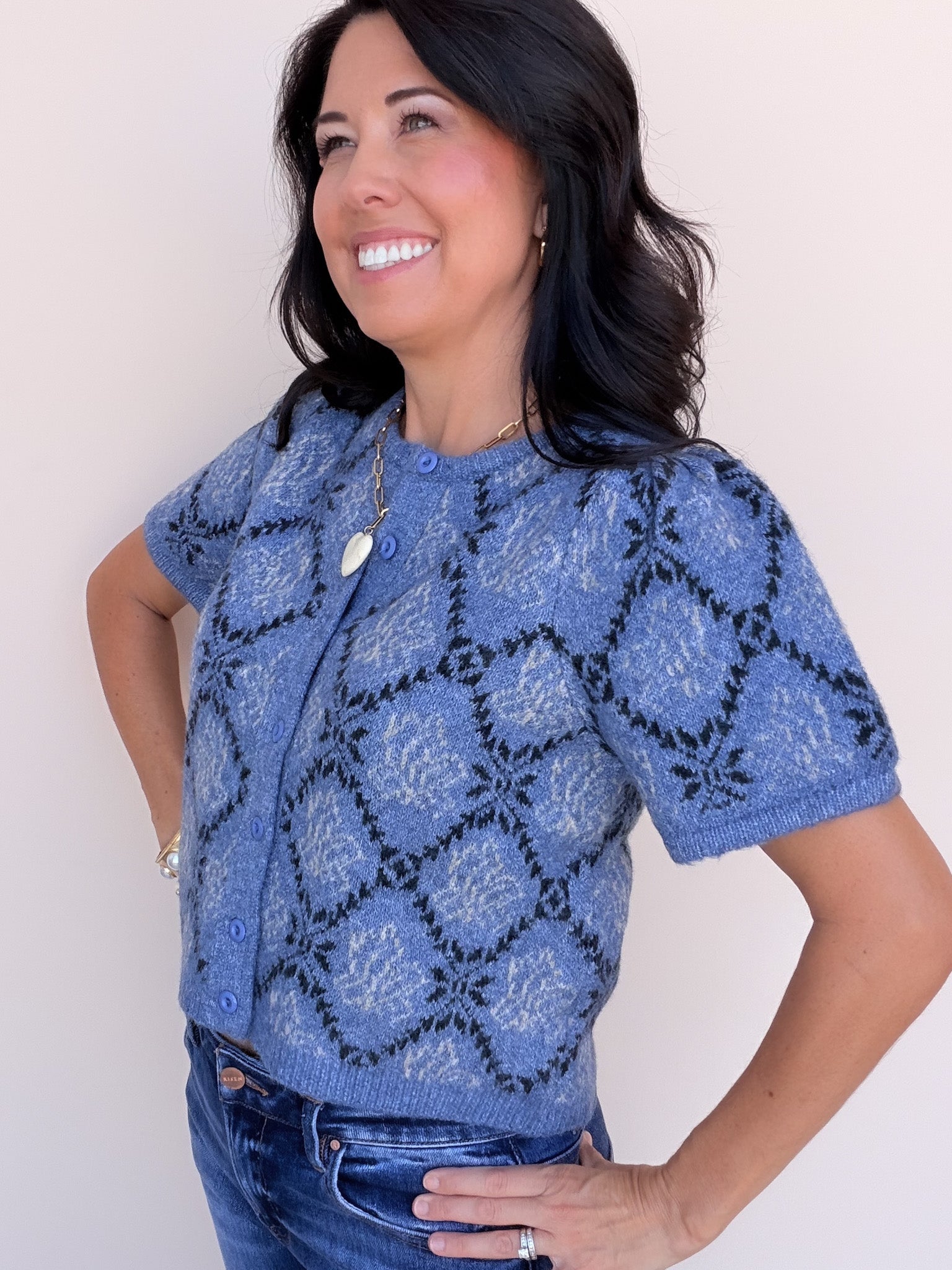 Rosewood Diamond Cardigan | Navy