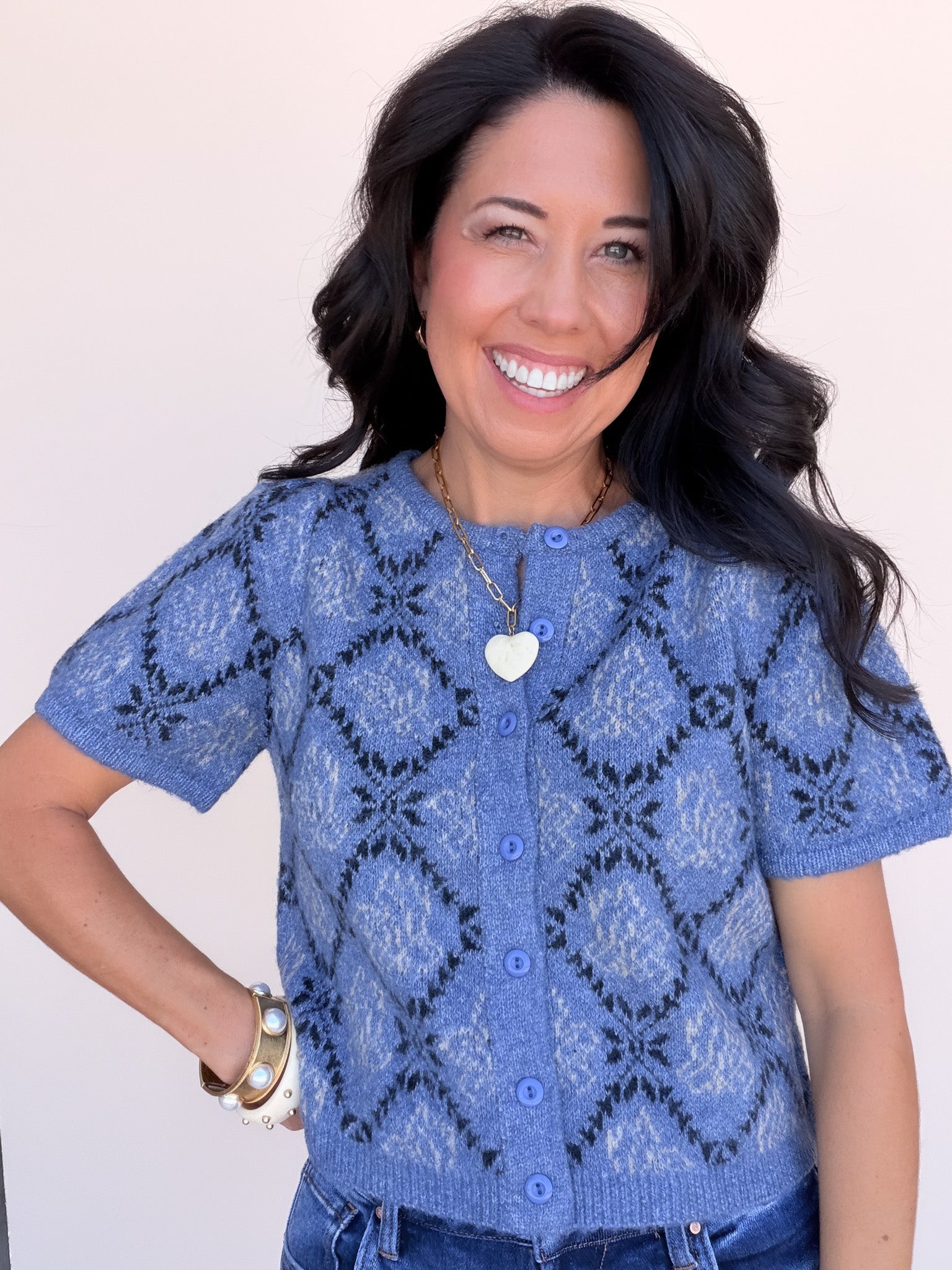 Rosewood Diamond Cardigan | Navy
