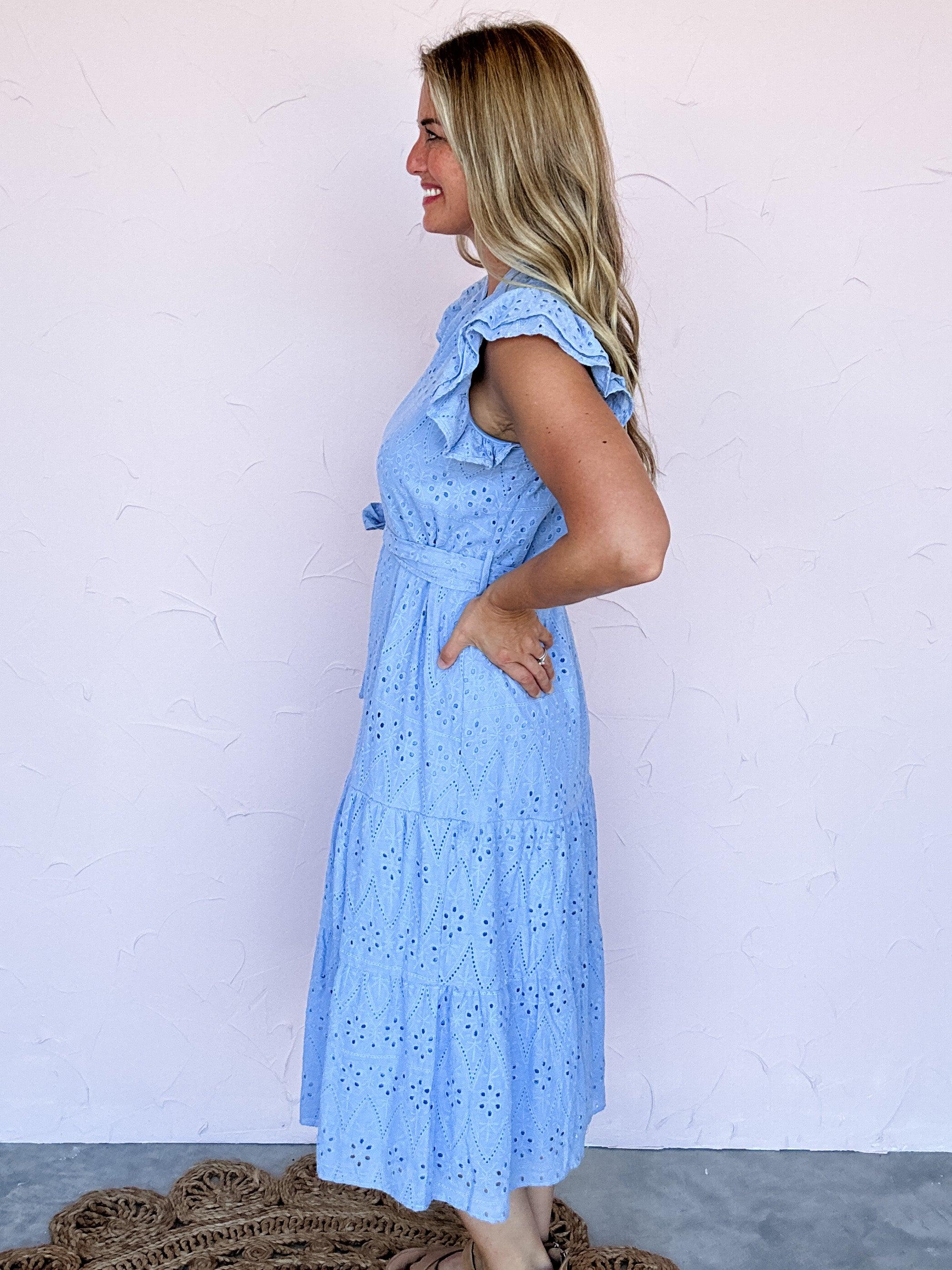 Coastal Breeze Eyelet Midi- FINAL SALE