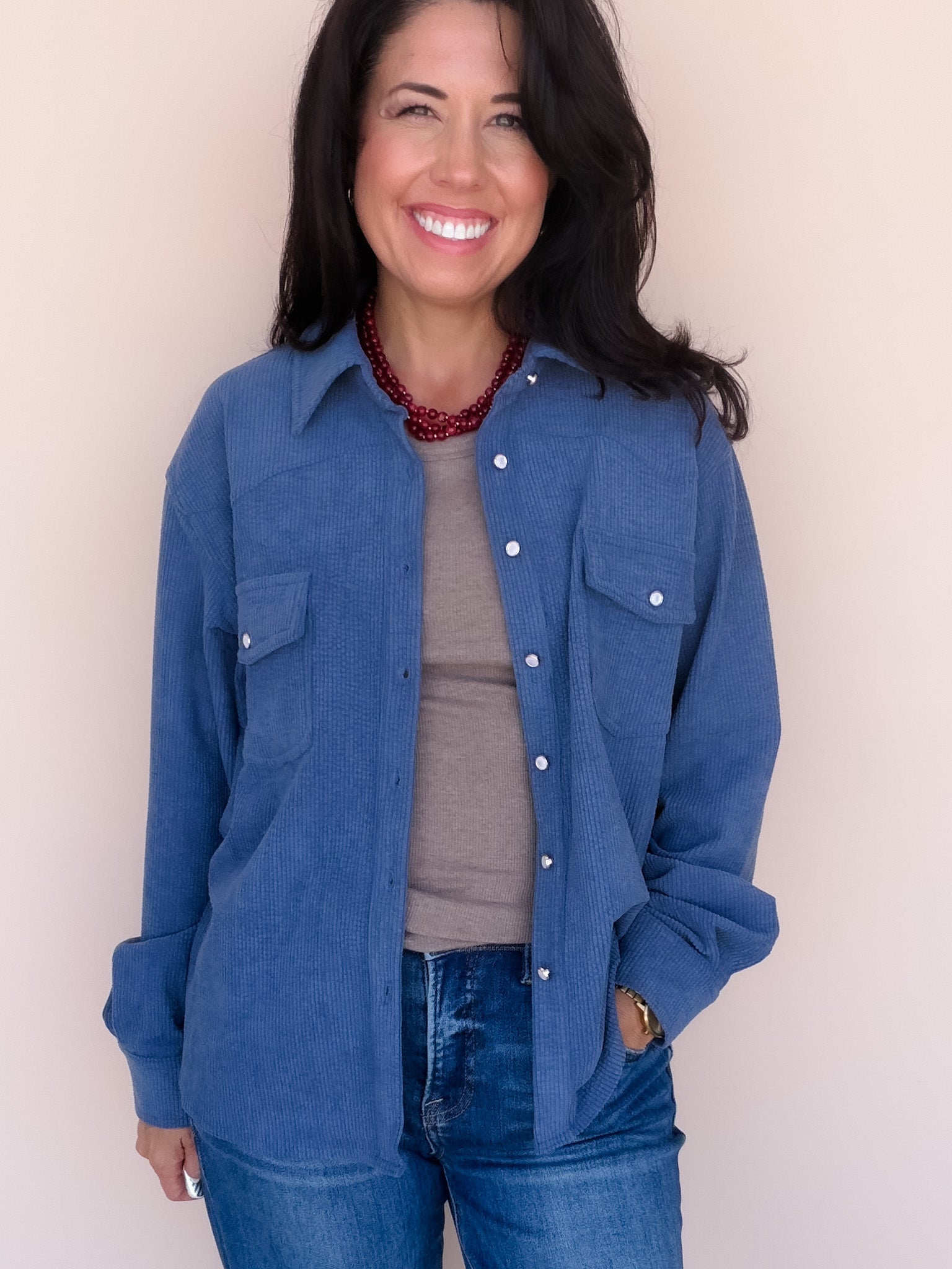 Cordelia Button Down | Dark Blue