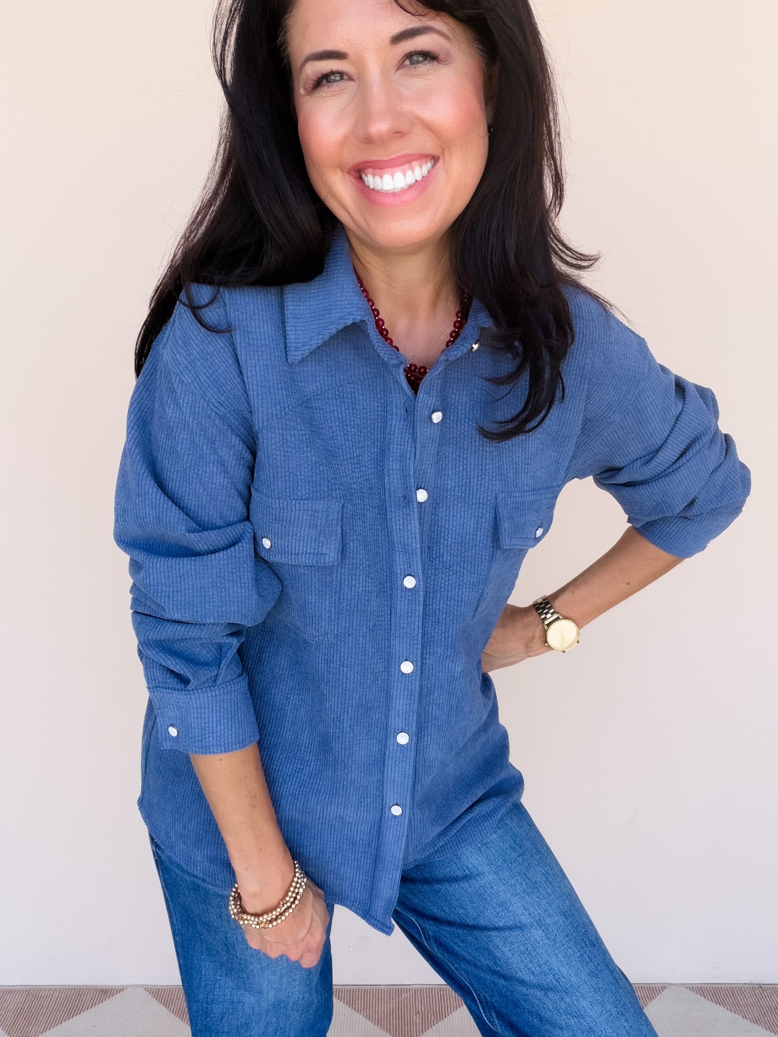 Cordelia Button Down | Dark Blue