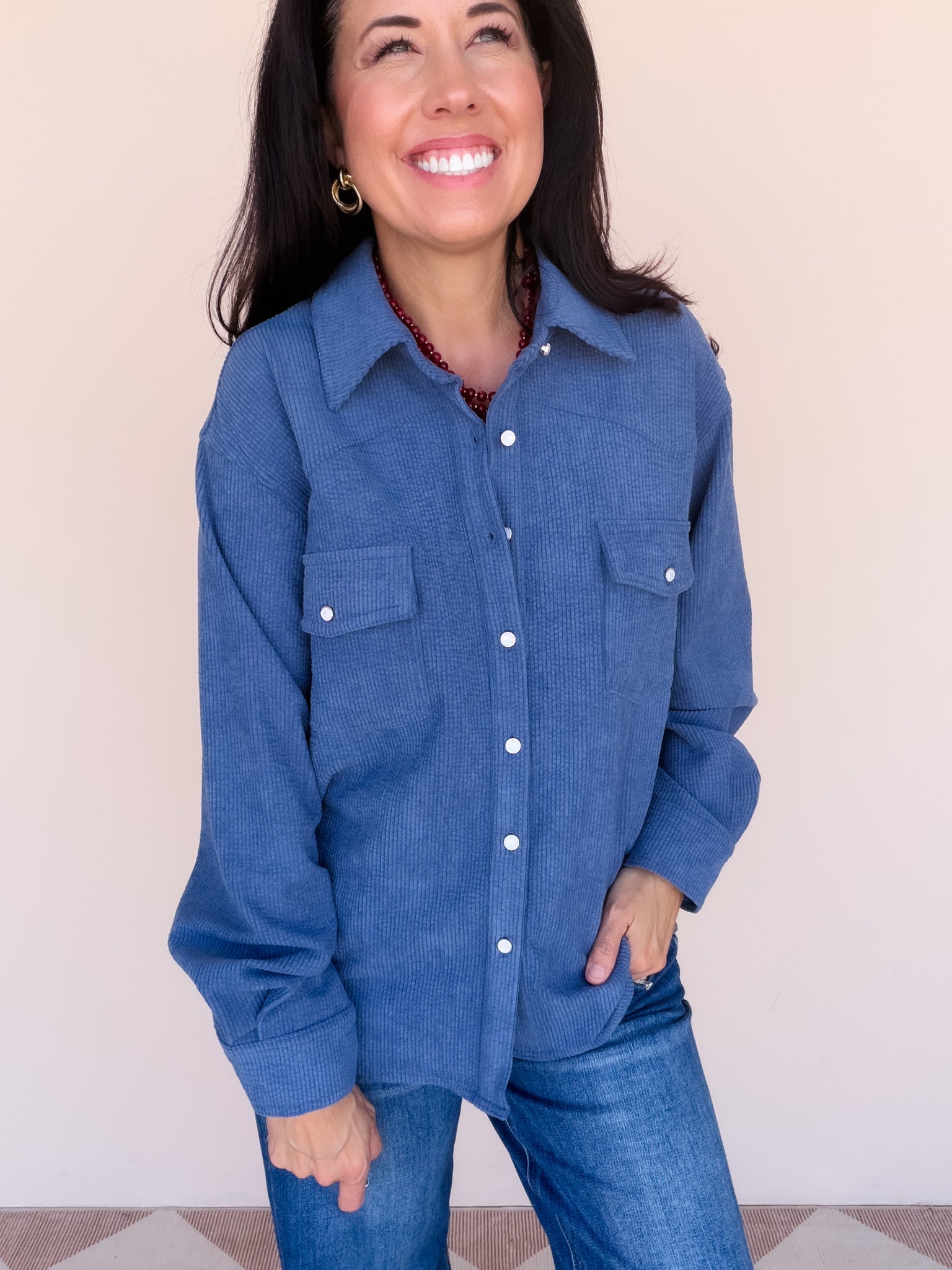 Cordelia Button Down | Dark Blue