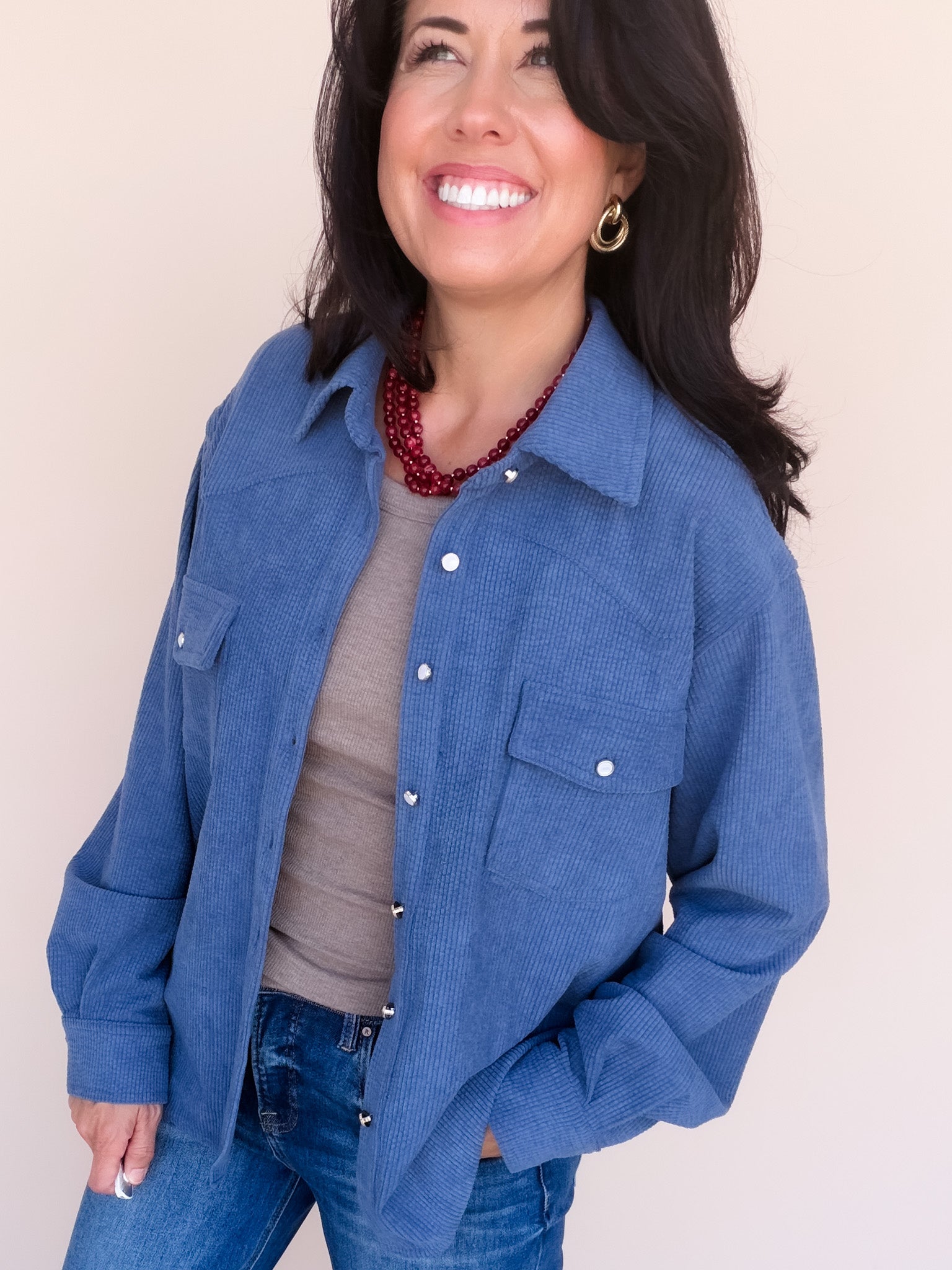 Cordelia Button Down | Dark Blue