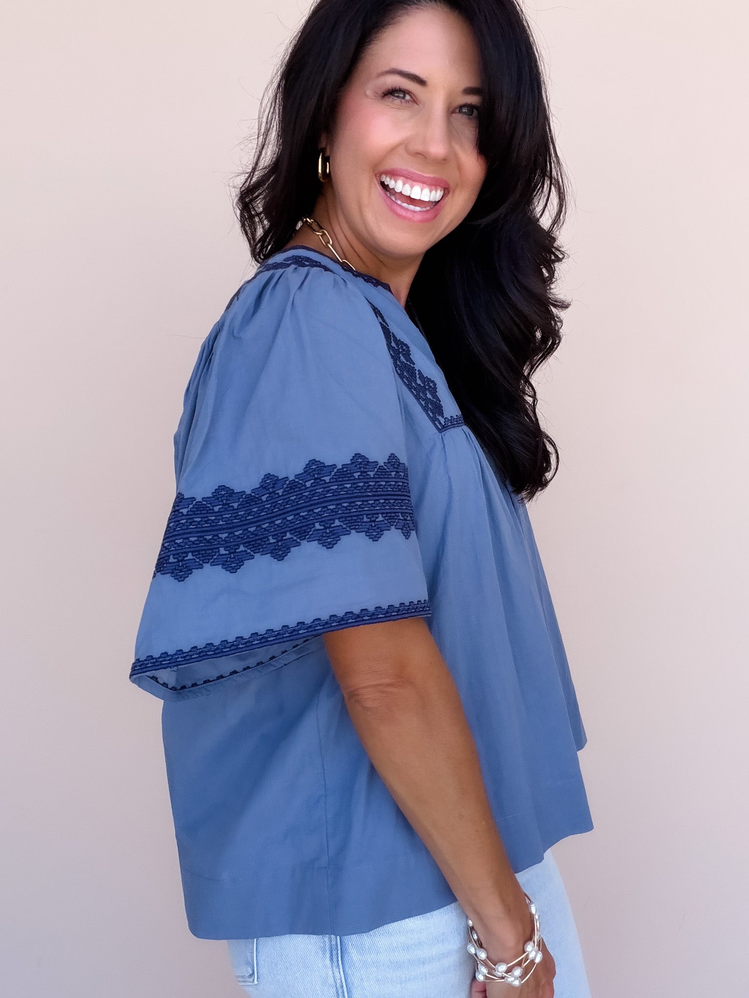 Stitched in Blue Top