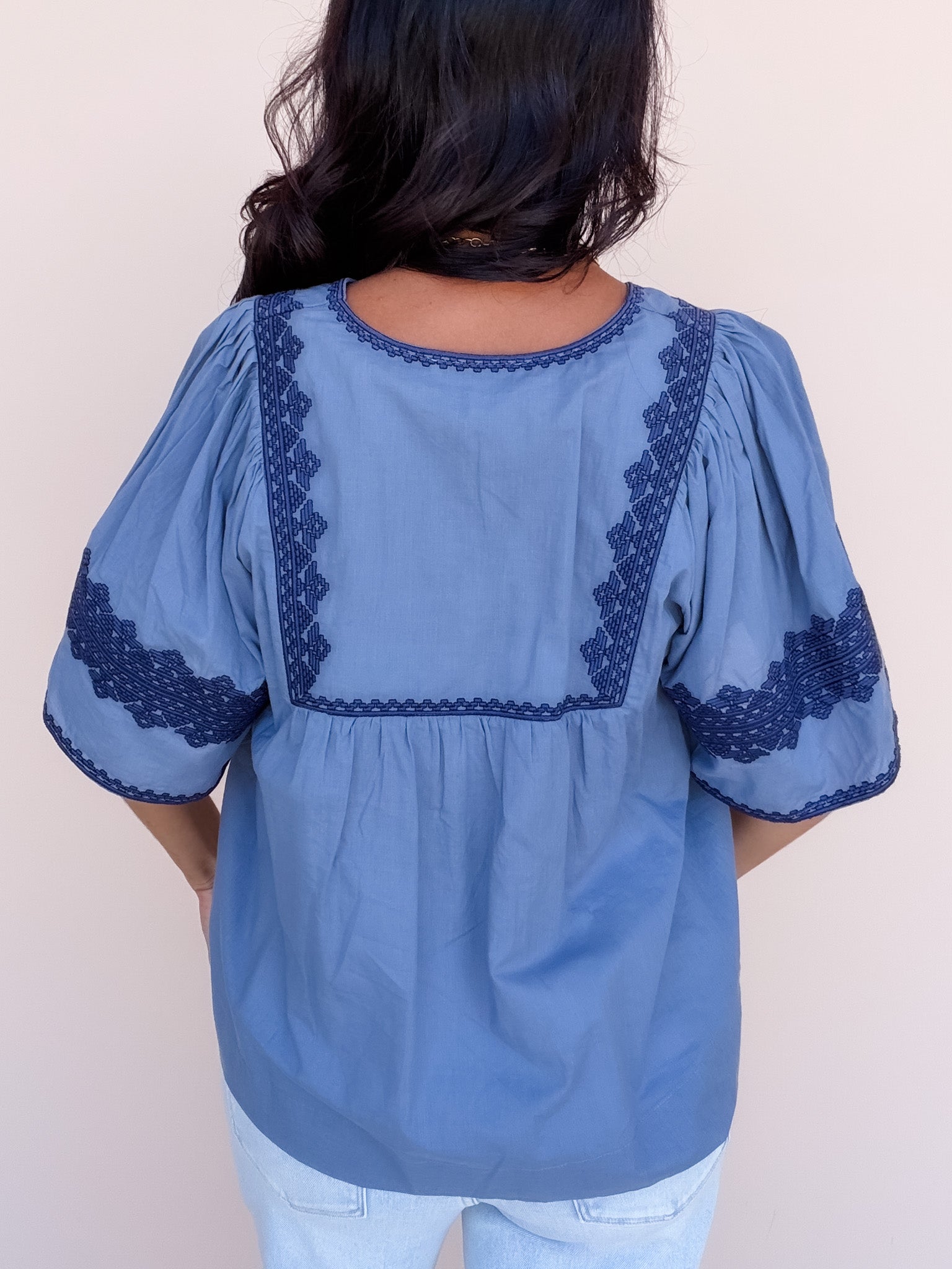 Stitched in Blue Top