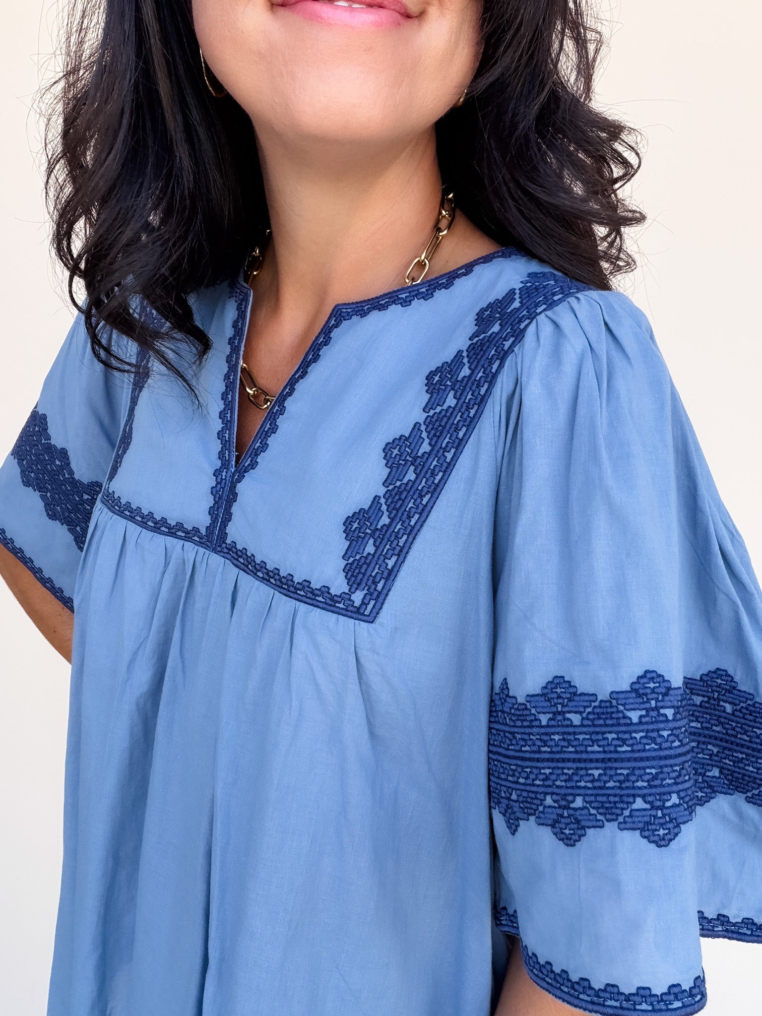 Stitched in Blue Top