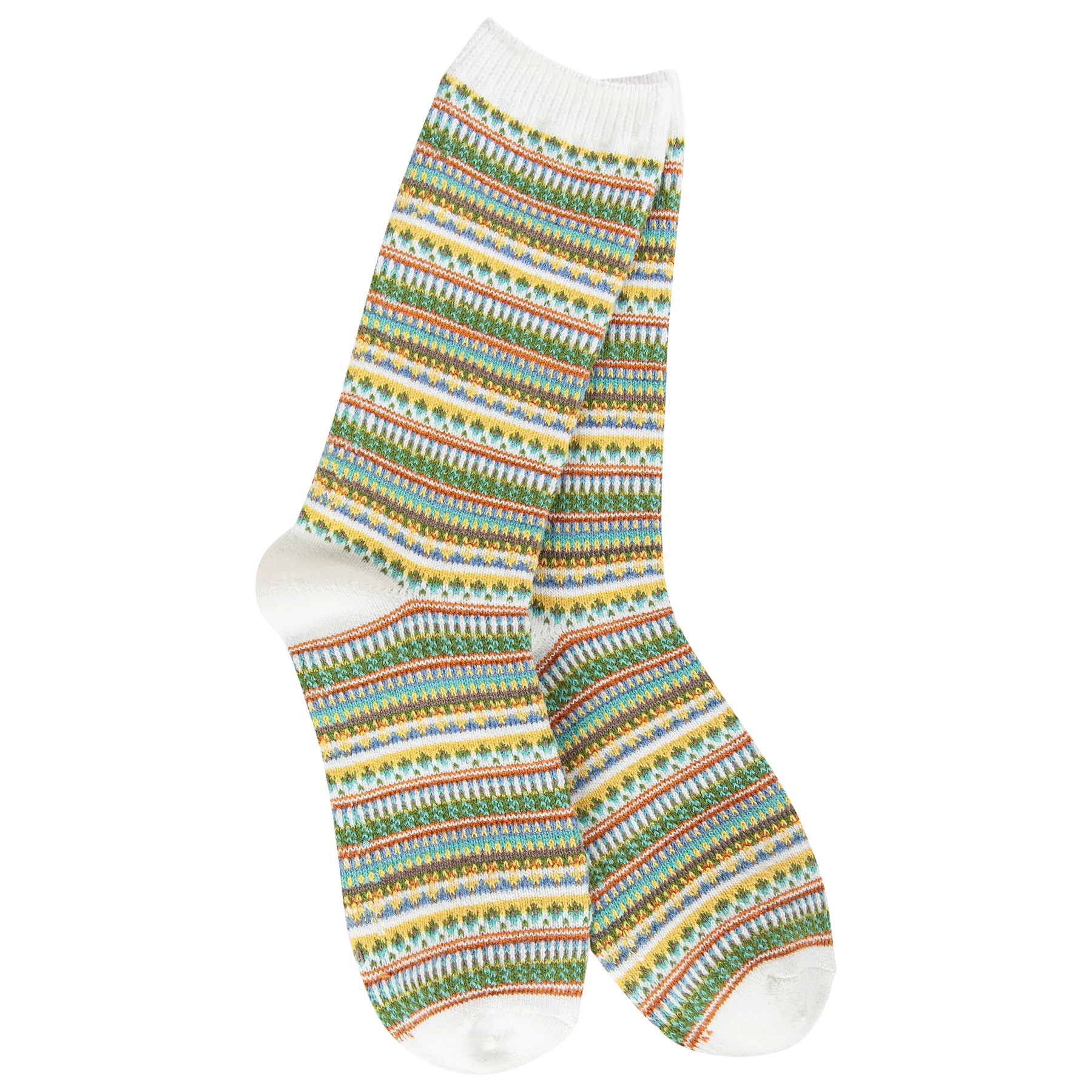 Weekend Boho Crew Socks | White Stripe