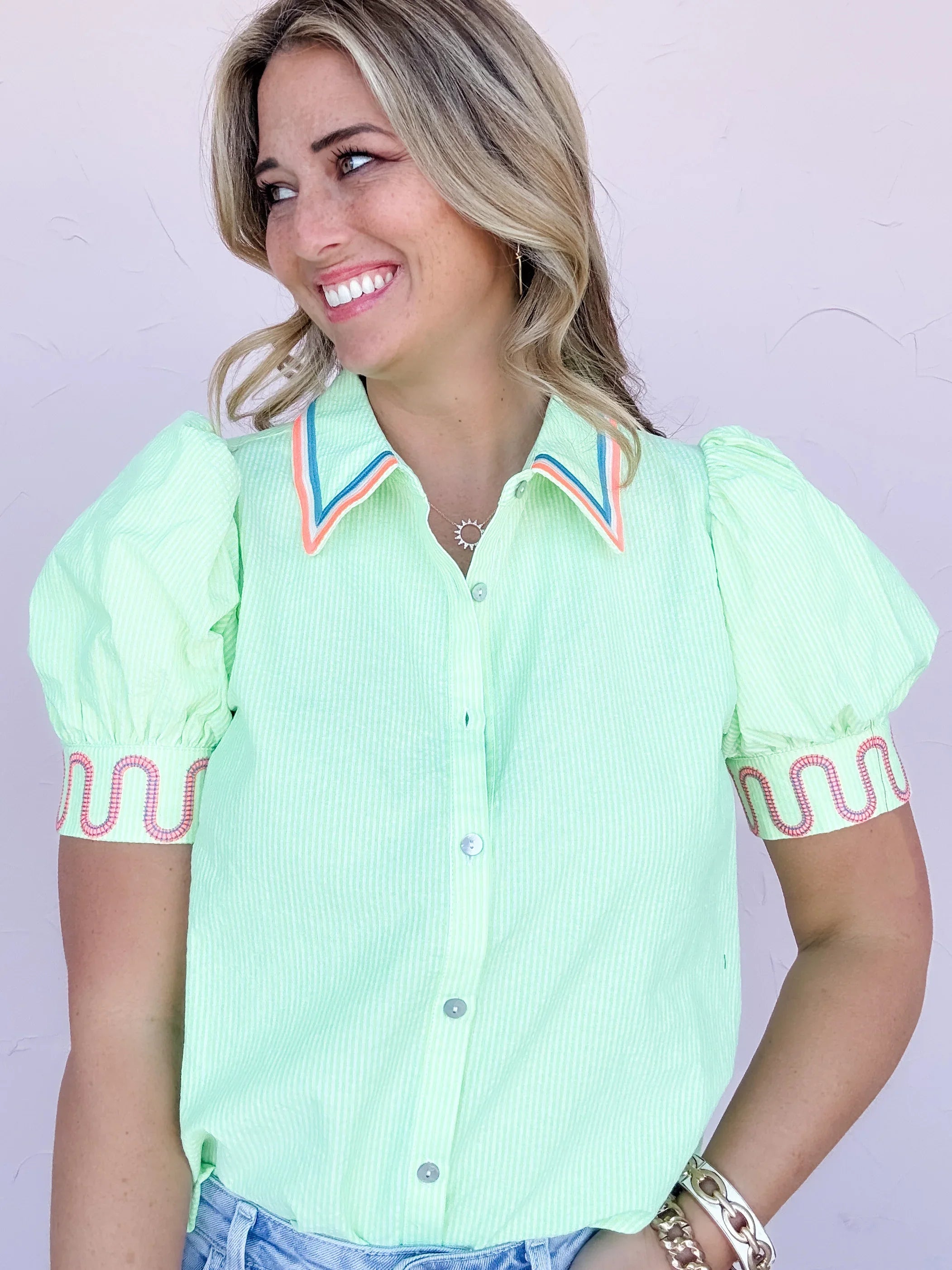 Color Pop Collar Top