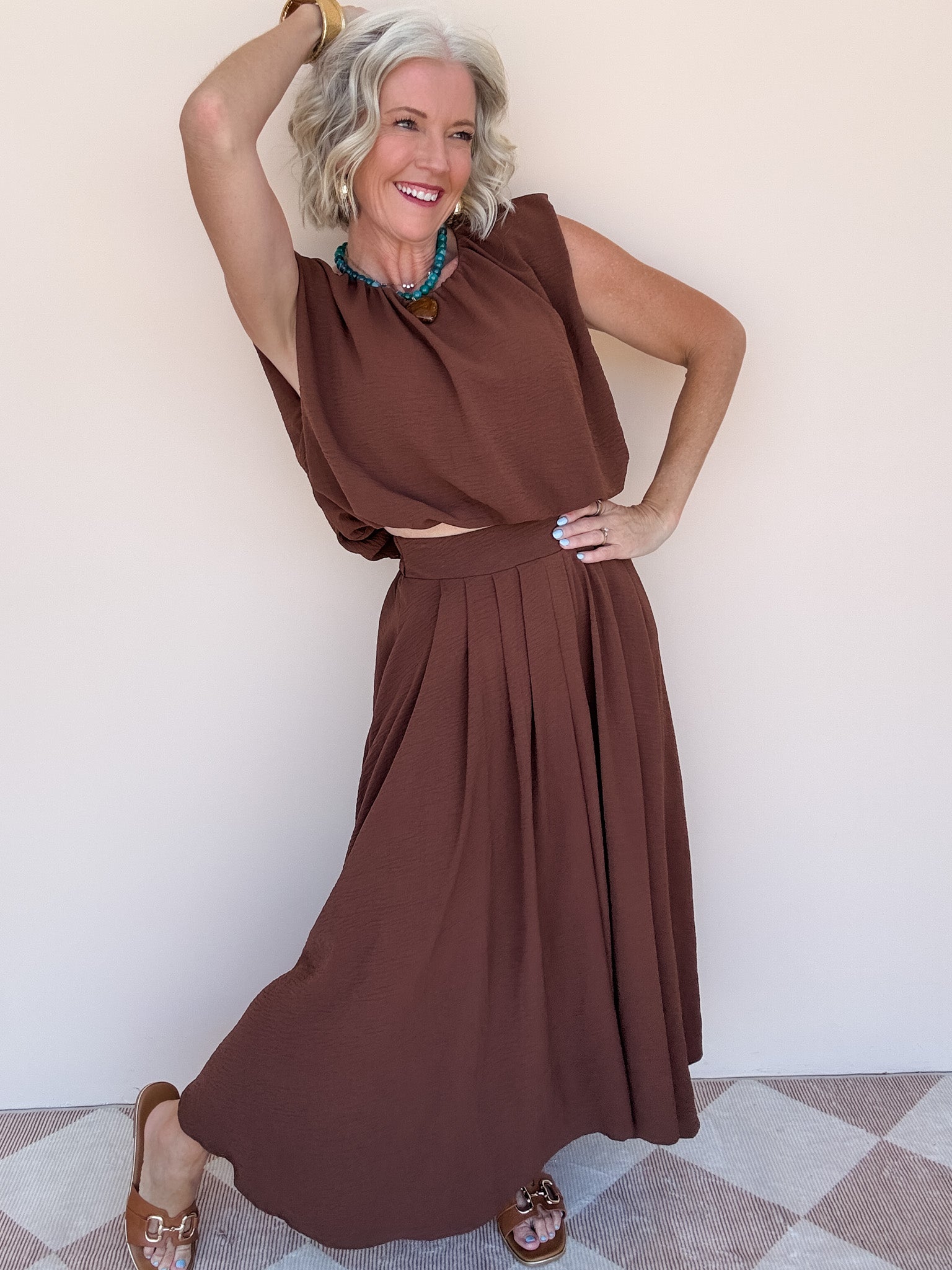 Night Cap Skirt Set | Brown