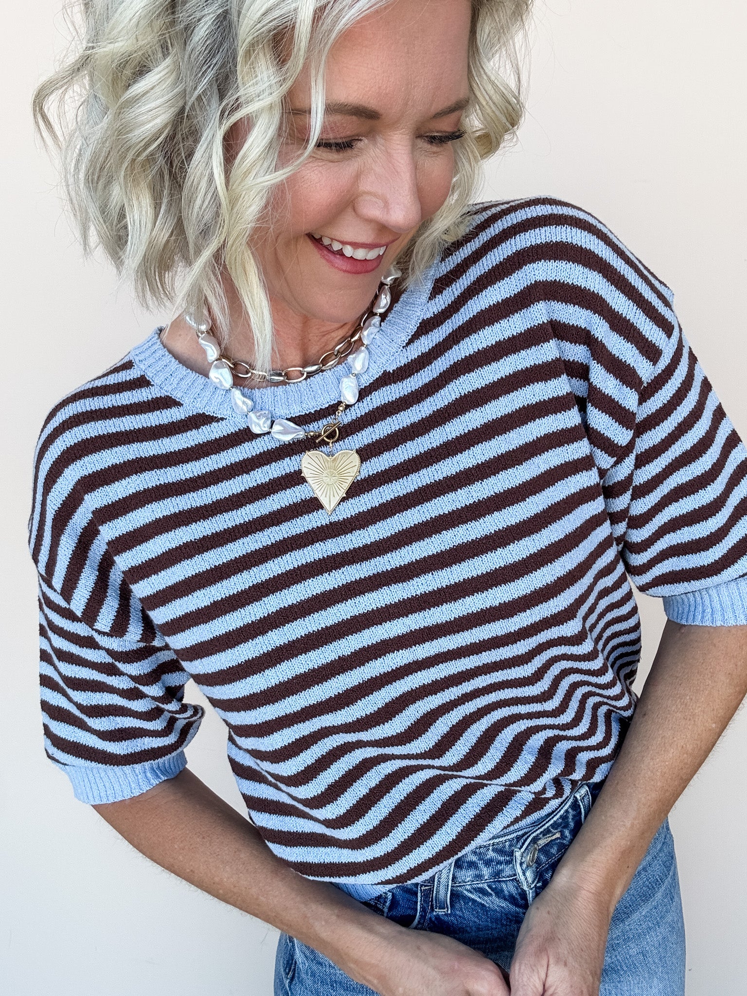Good Measure Knit Top | Brown Blue