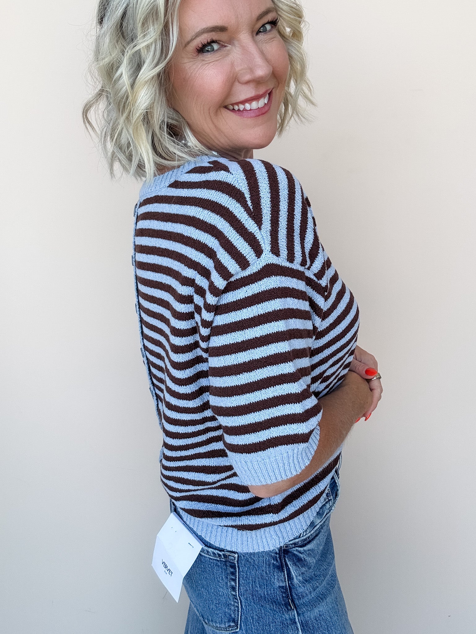 Good Measure Knit Top | Brown Blue