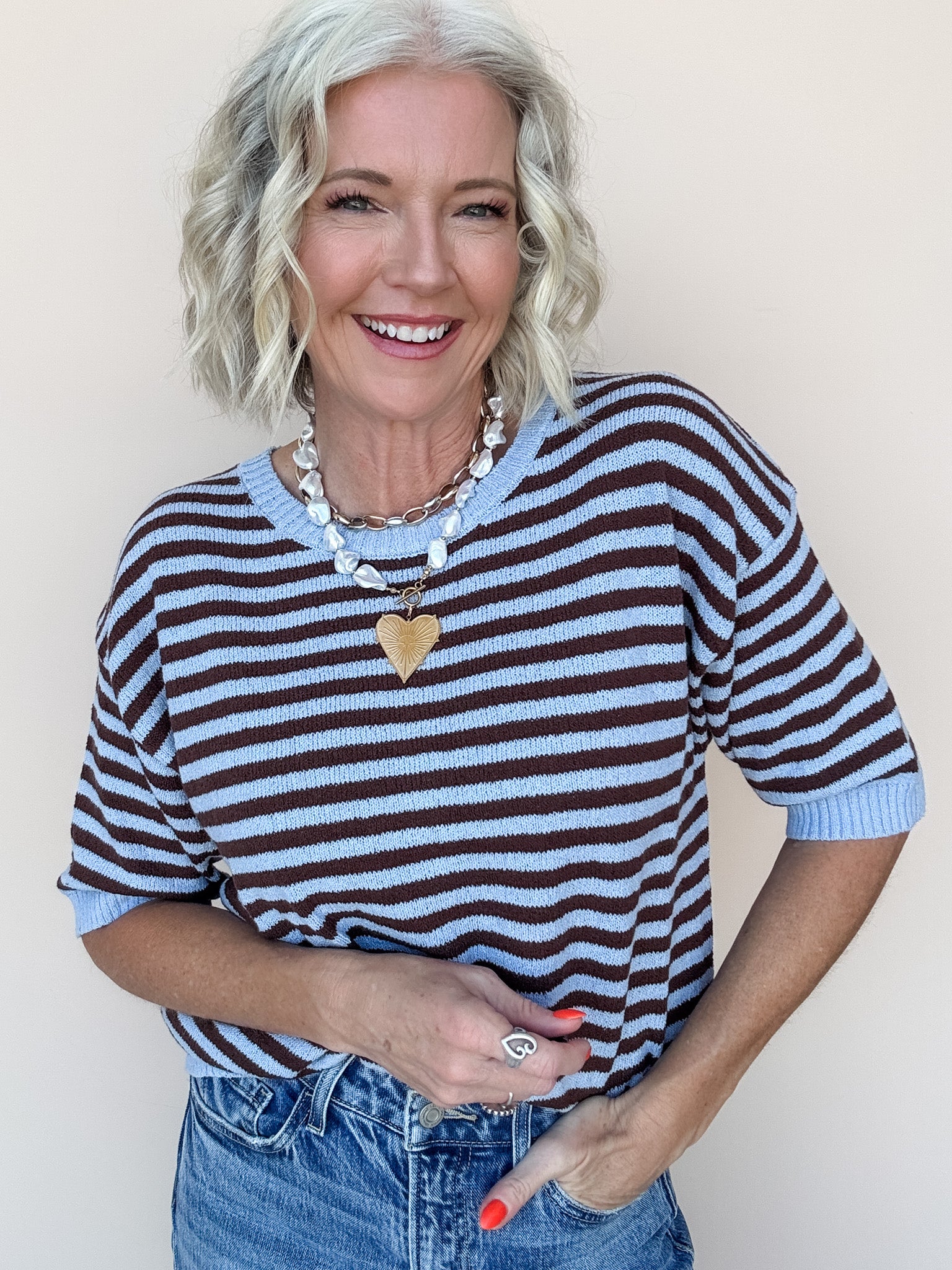 Good Measure Knit Top | Brown Blue